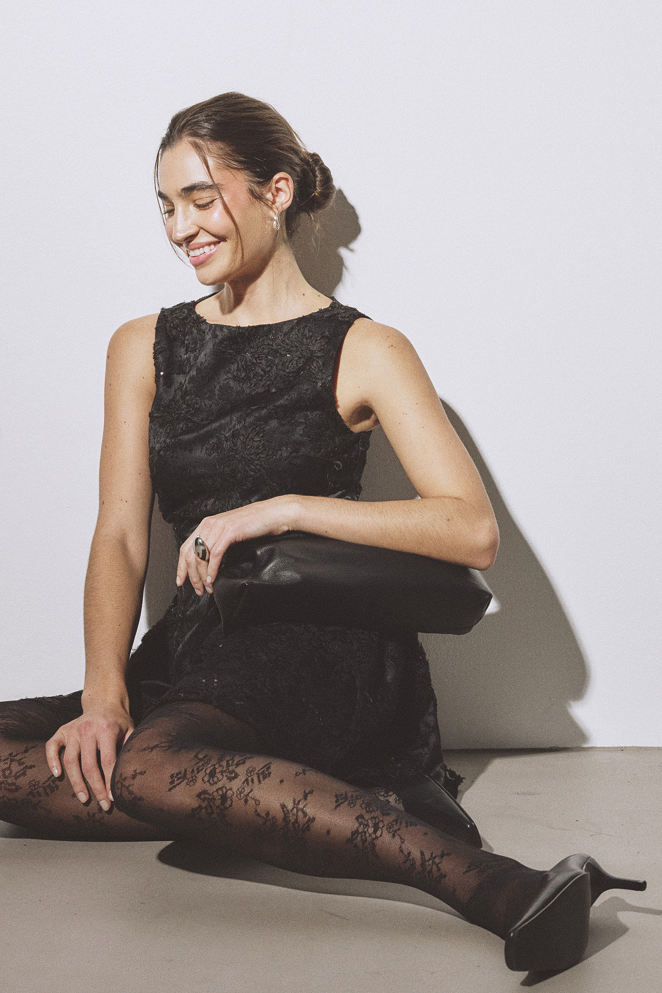 NA-KD Jacquard Sequin Ruched Hip Mini Dress - Party Dresses - Black - EU 40 - NA-KD / NAKD