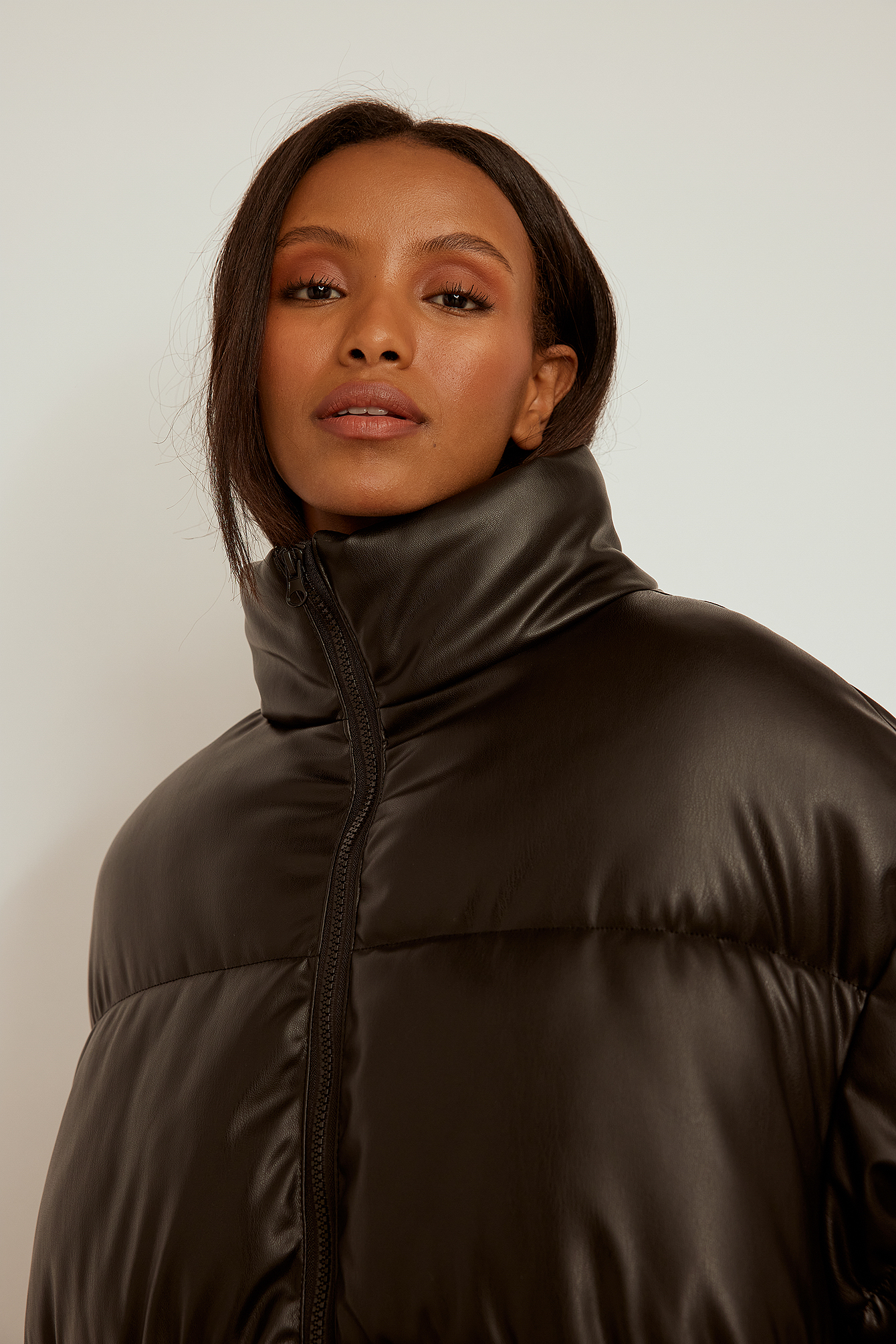 Puffy PU Jacket Black | na-kd.com