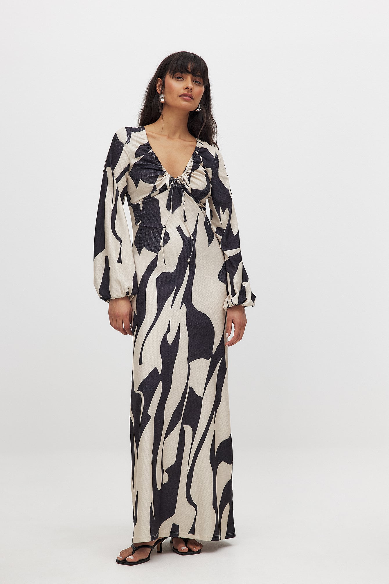 Jersey Balloon Sleeve Maxi Dress Multicolor | NA-KD Jersey Balloon Sleeve Maxi Dress Multicolor | NA-KD