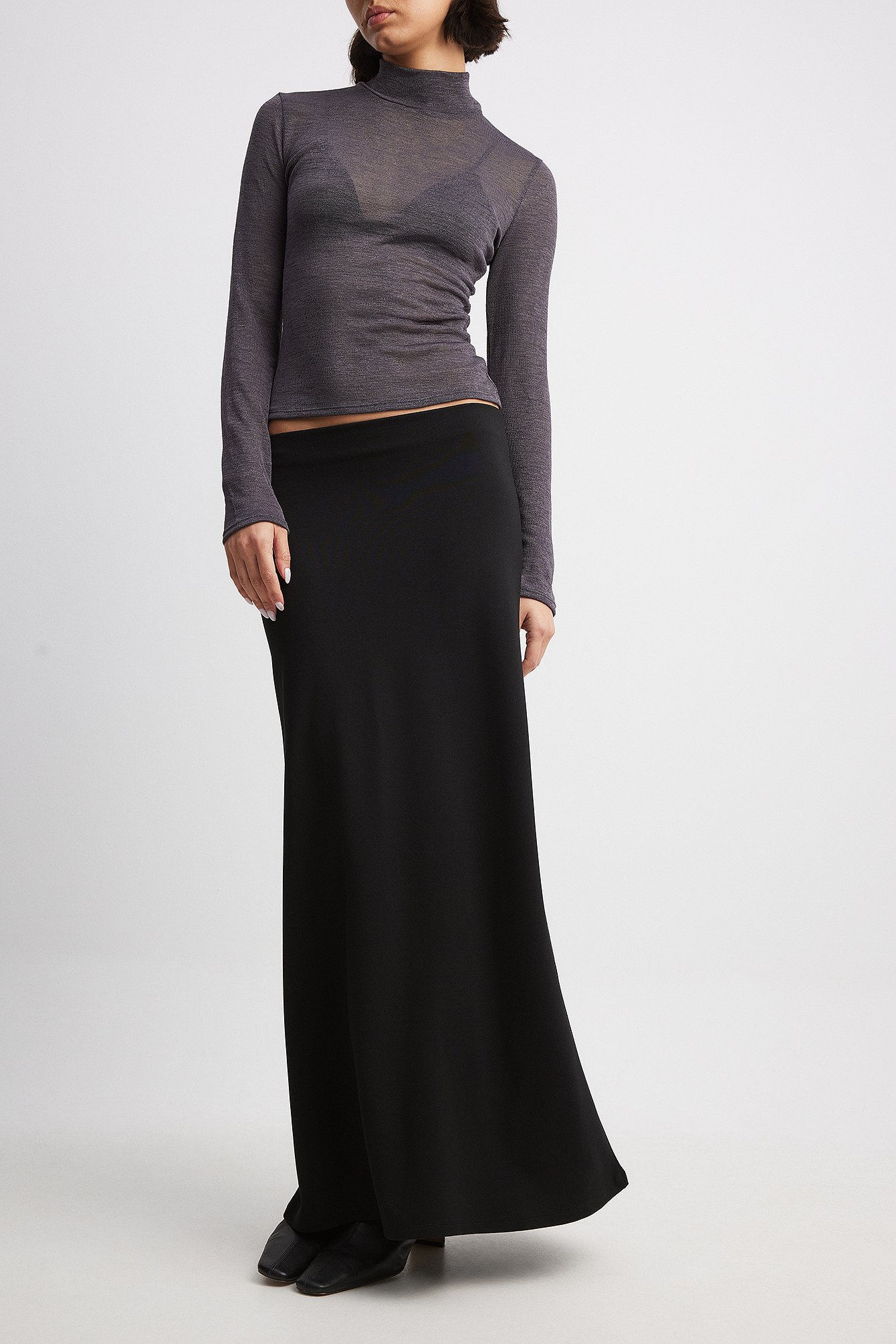 Jersey Low Waist Maxi Skirt Black | NA-KD