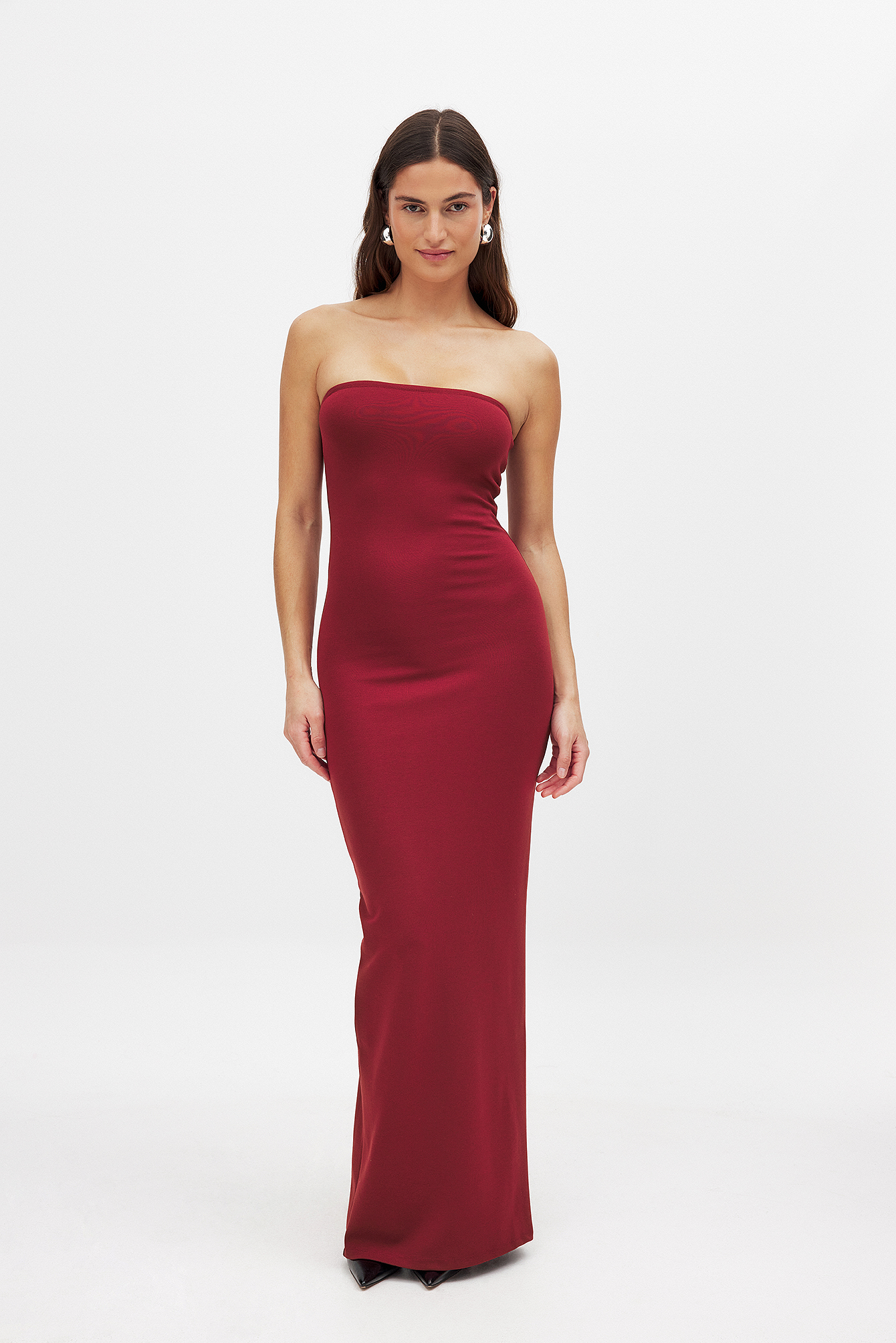 Long Burgundy Tube Dress Denise Ruched Tube Maxi Dress Burgundy