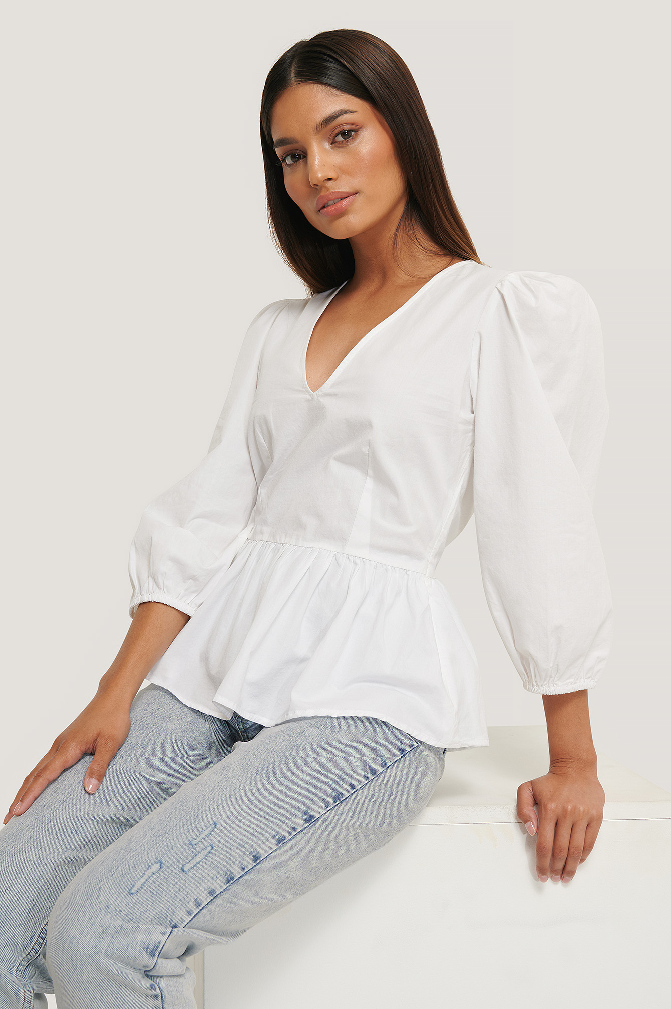 3/4 Balloon Sleeve Blouse White | na-kd.com