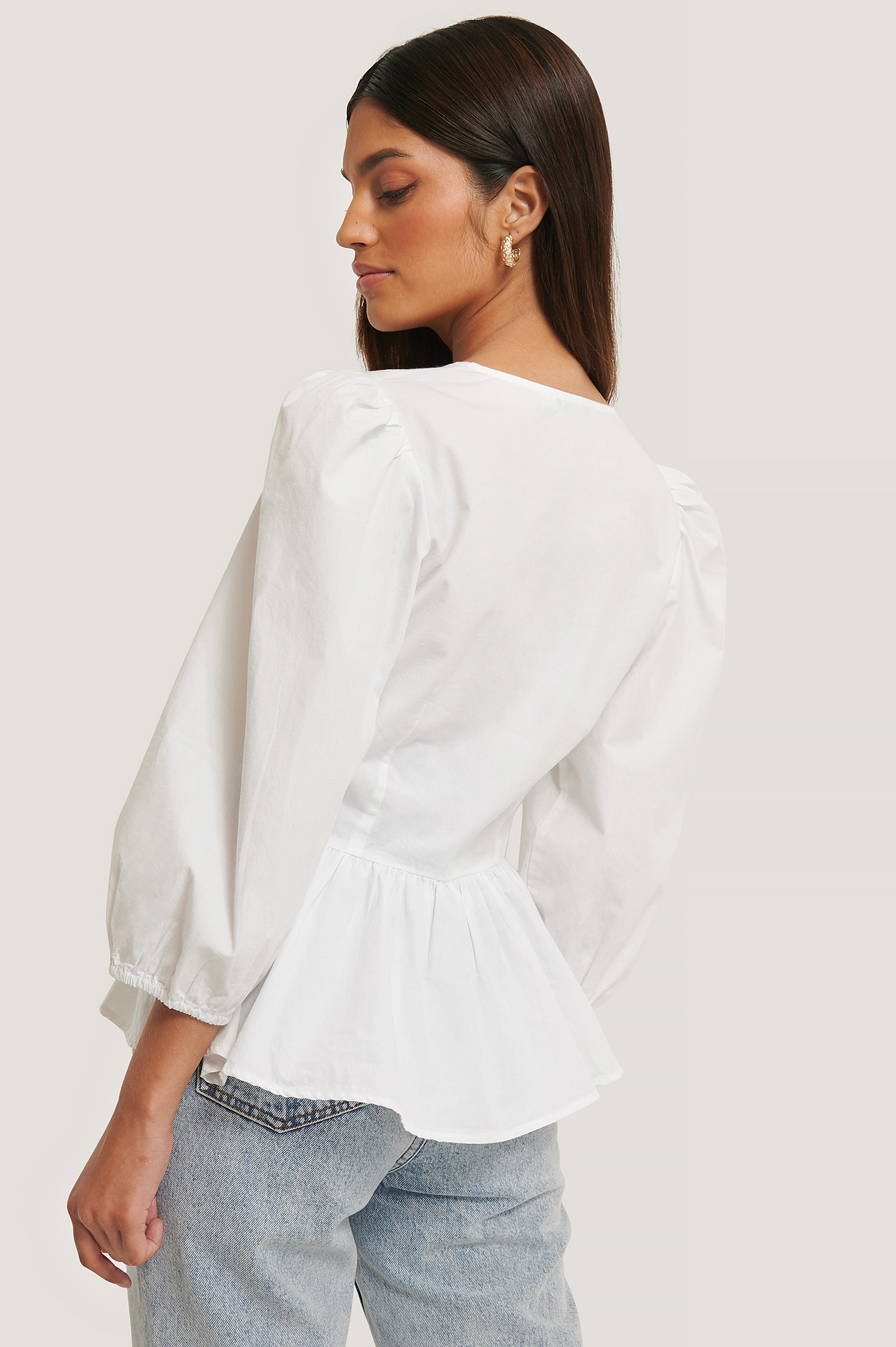 3/4 Balloon Sleeve Blouse White