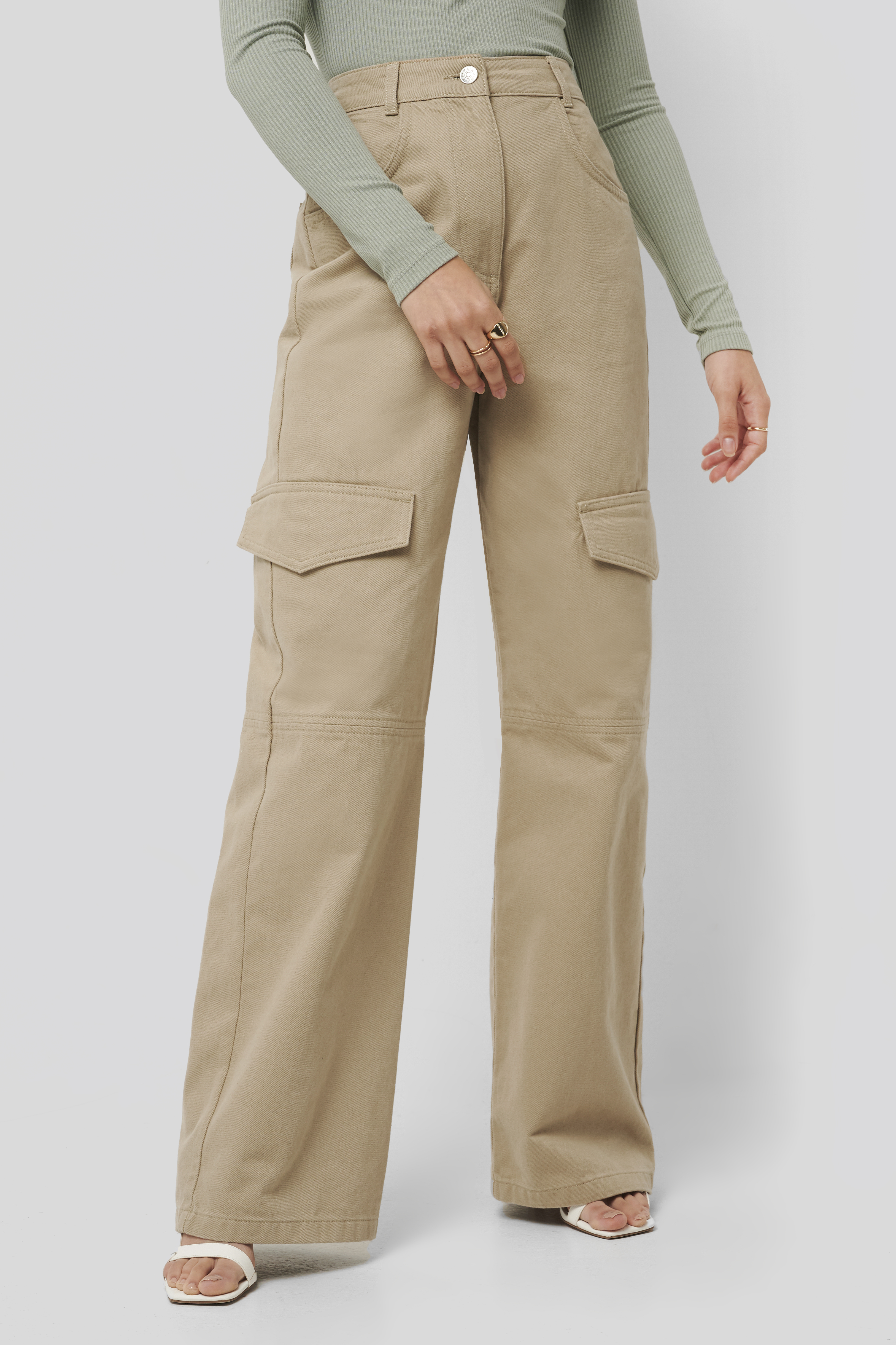 Wide-Leg Cargo Pants Beige | na-kd.com