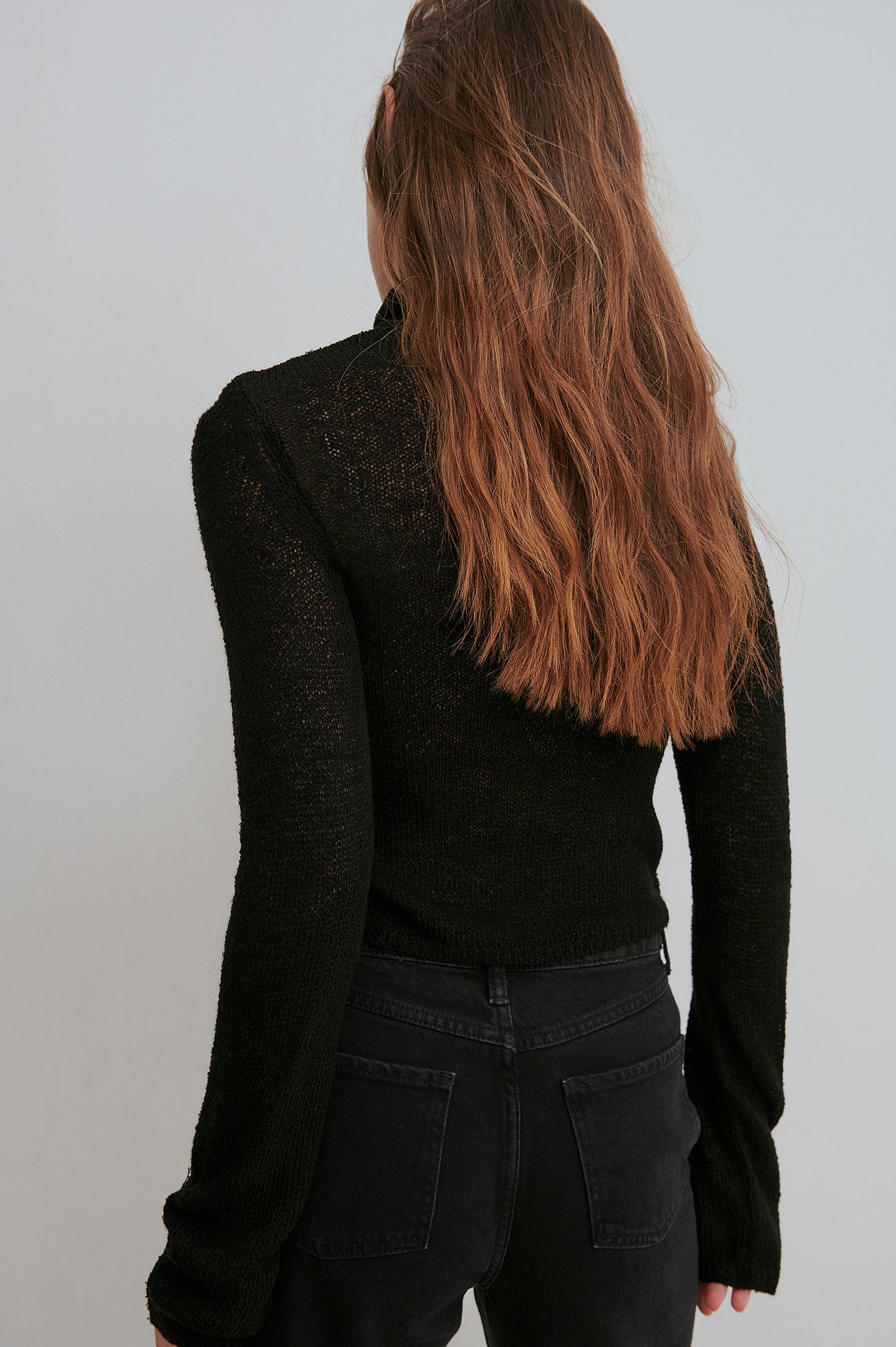 Black Loose Knitted Turtle Neck Top