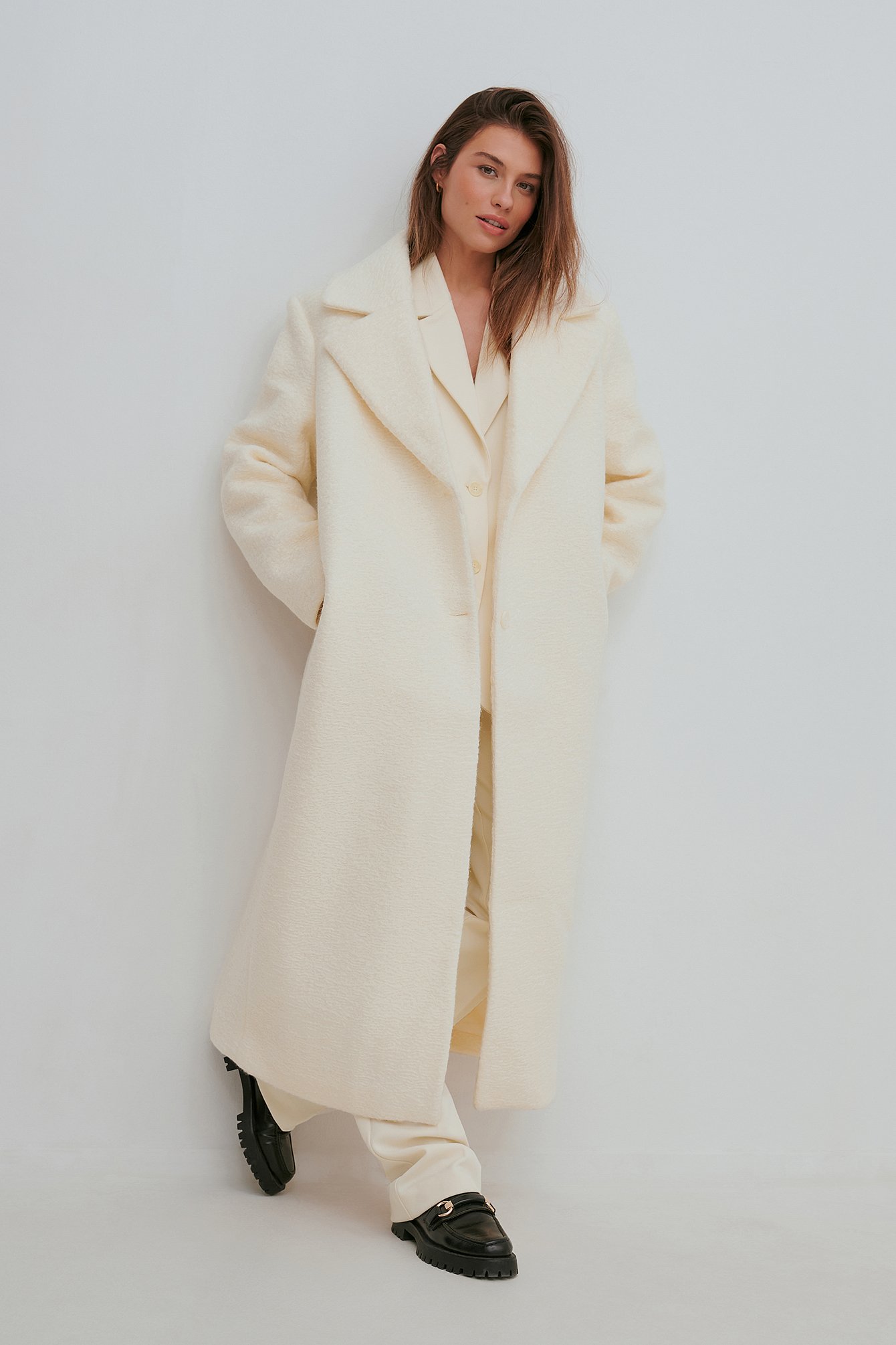Fluffy Long Coat Offwhite | Na-Kd