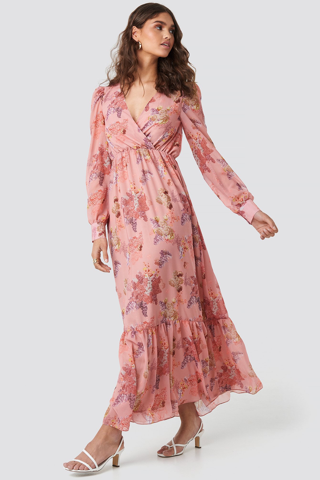 dusty rose floral maxi dress