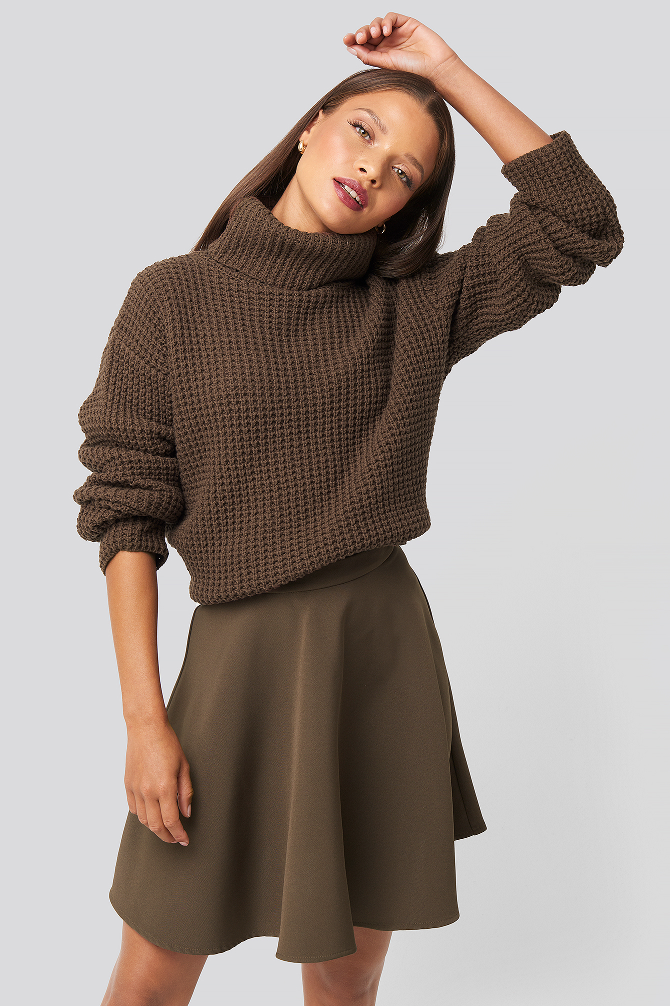 Circle Mini Skirt Brown