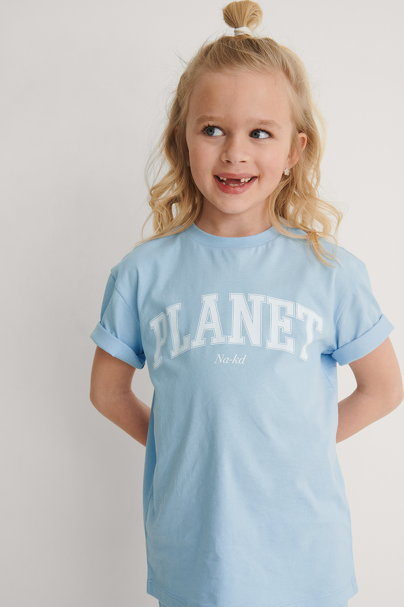 KIDS by NA-KD Økologisk T-Shirt Med Print - Blue