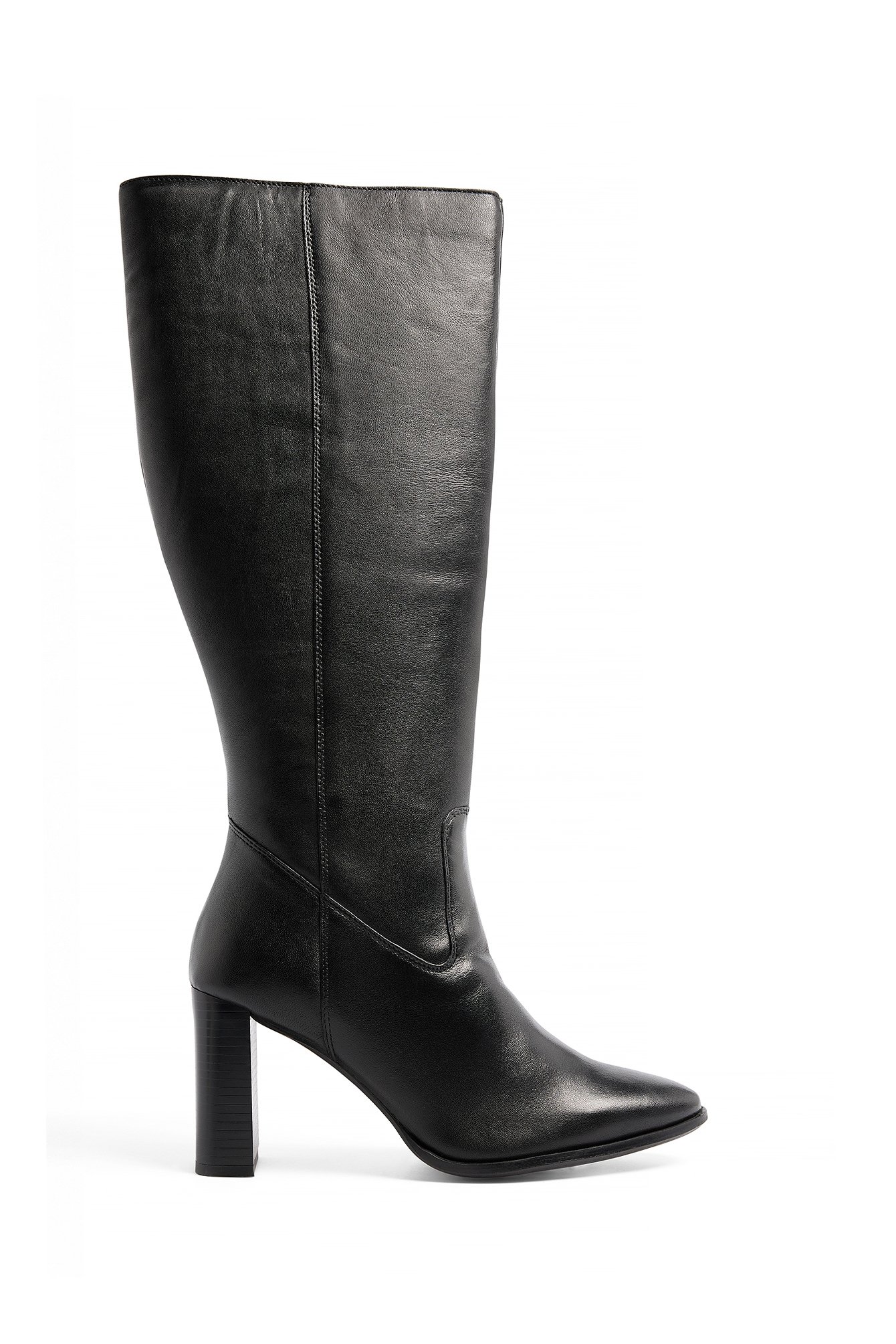 Premium Selection Knee High Leather Rounded Toe Boots - Leather Shoes - Black - EU 41 - NA-KD / NAKD