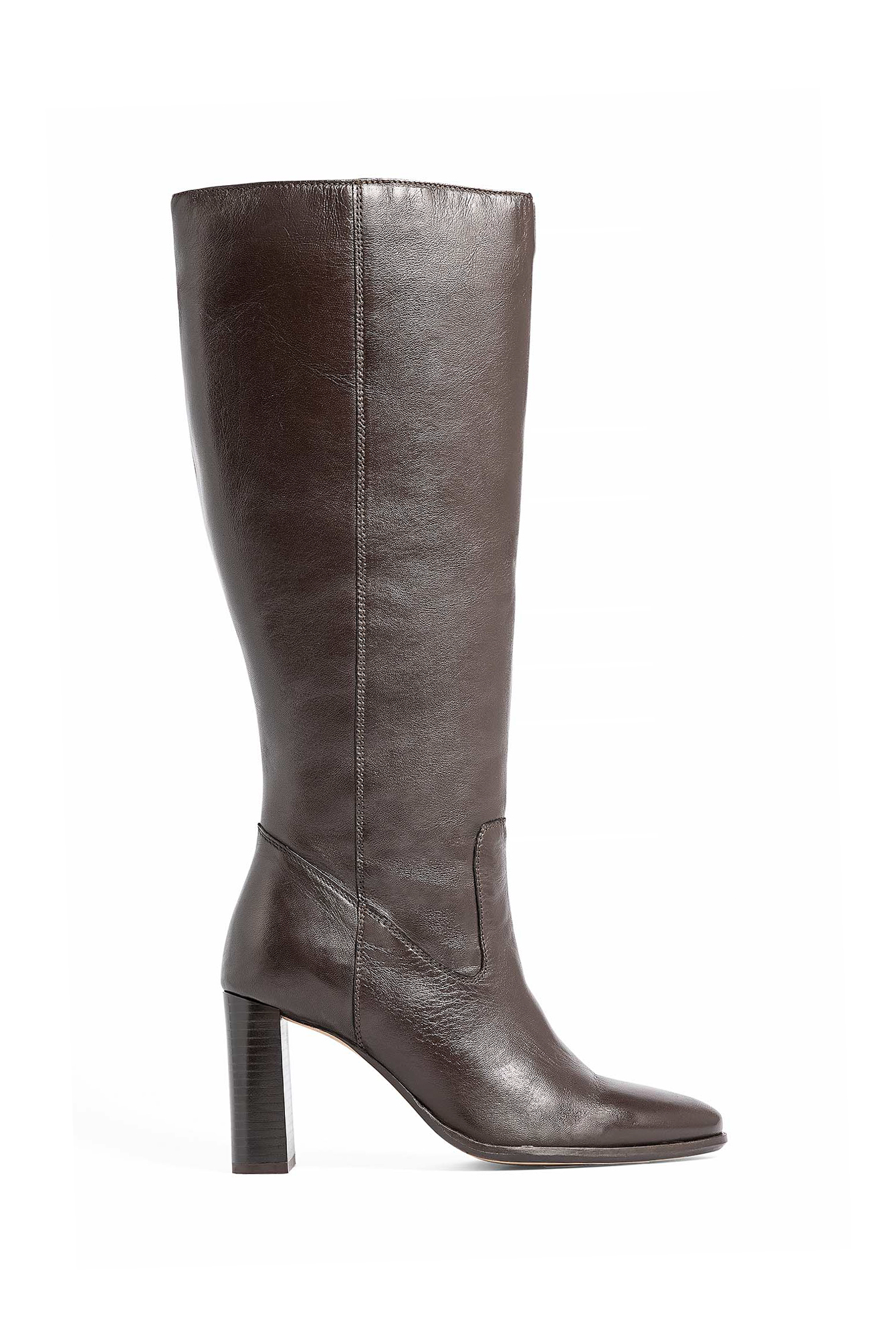 Premium Selection Knee High Leather Rounded Toe Boots - Leather Shoes - Brown - EU 36 - NA-KD / NAKD