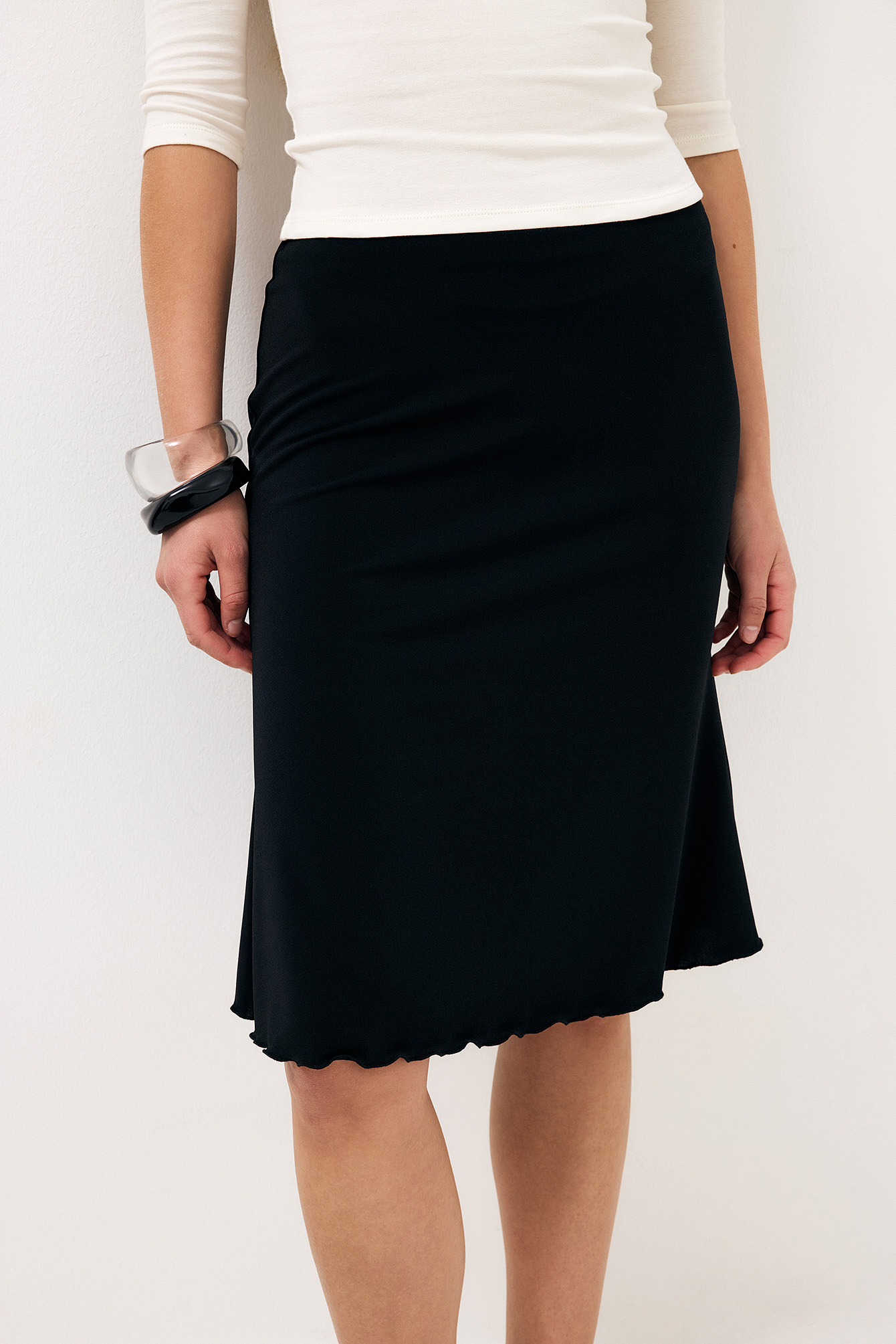 Knee Length Jersey Skirt Black | NA-KD