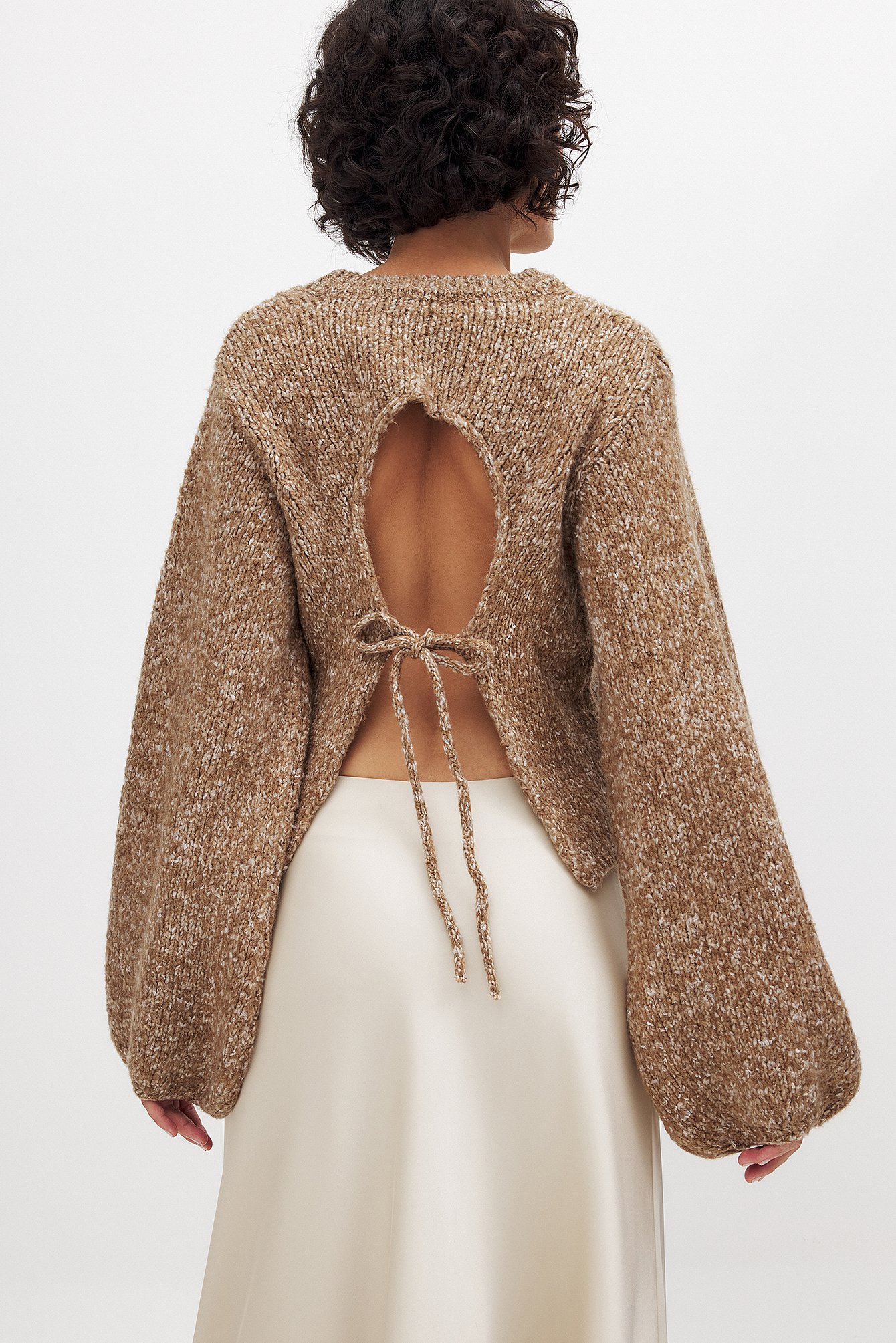 Knitted open back sweater
