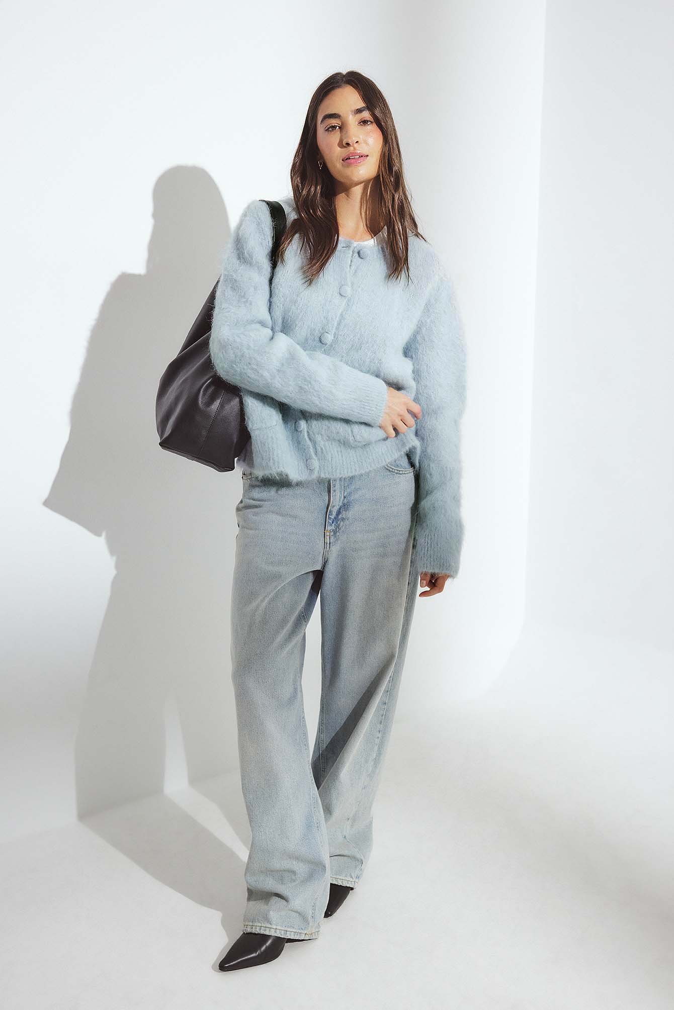 Premium Selection Knitted Alpaca Blend Cardigan - Cardigans - Blue - M (EU 38-40) - NA-KD / NAKD