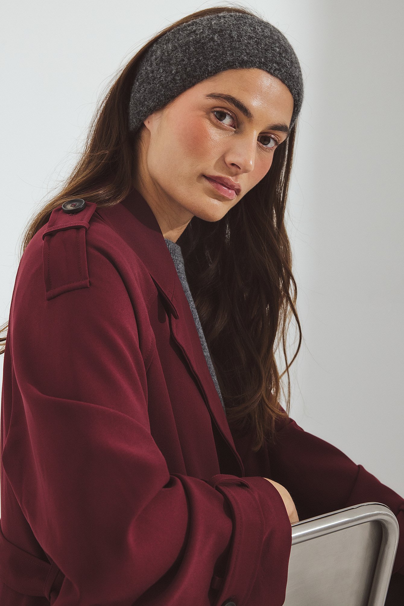 NA-KD Knitted Alpaca Blend Headband - Hair Accessories - Grey - One Size - NA-KD / NAKD