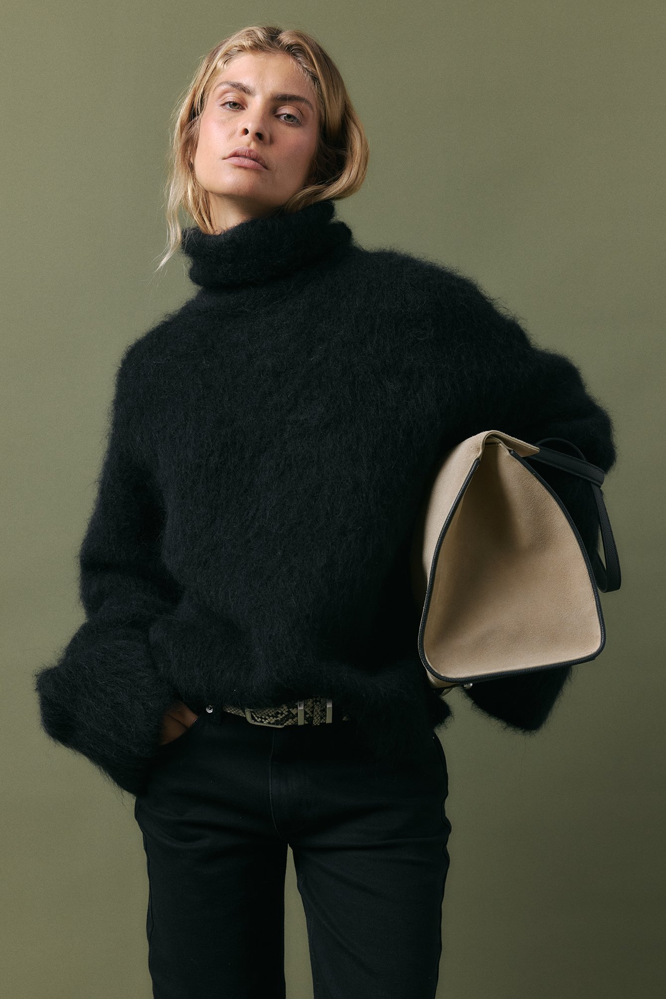 Premium Selection Knitted Alpaca Blend Turtleneck Sweater - Premium Quality - Black - L (EU 42-44) - NA-KD / NAKD