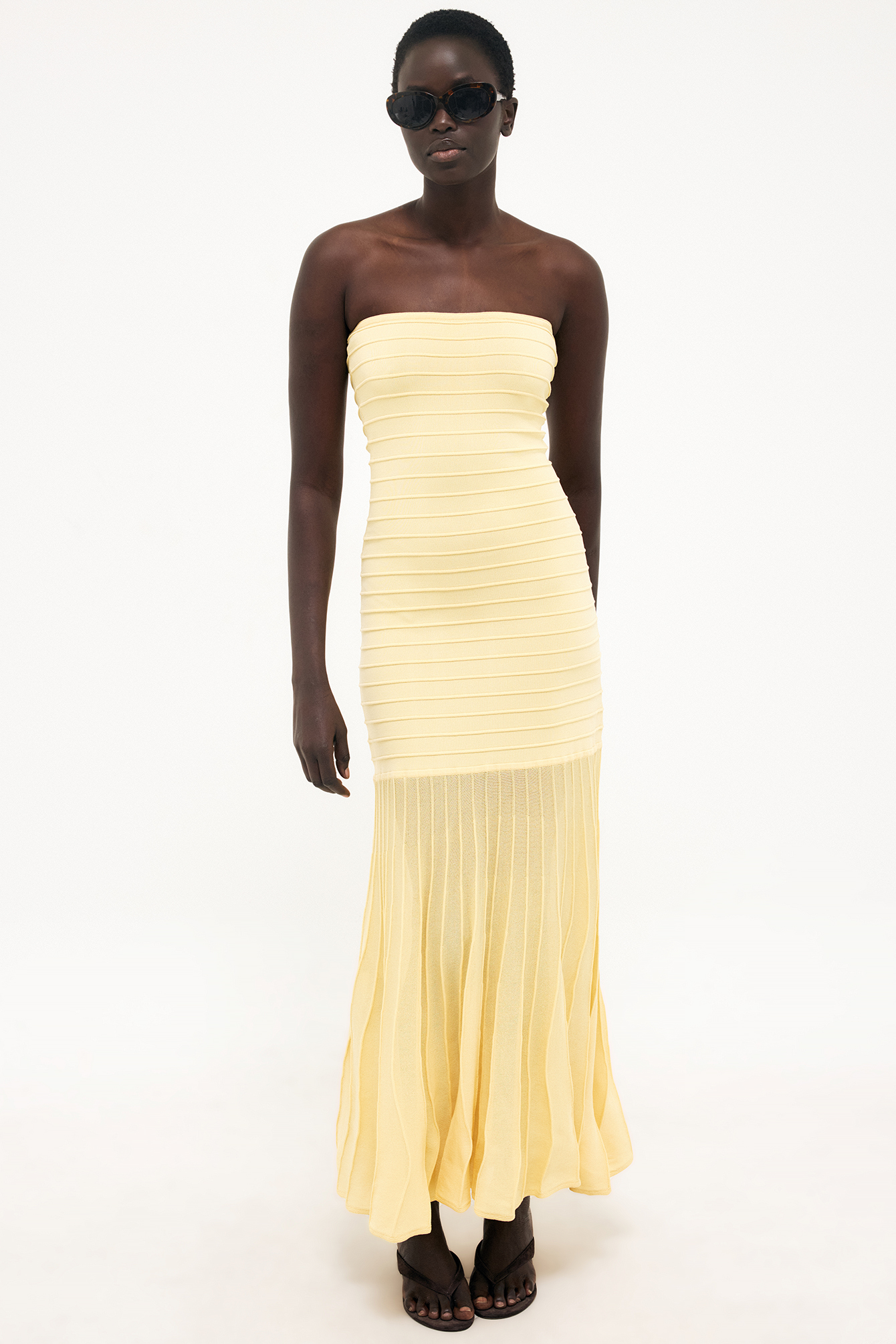 Knitted Bandeau Maxi Dress Yellow | NA-KD