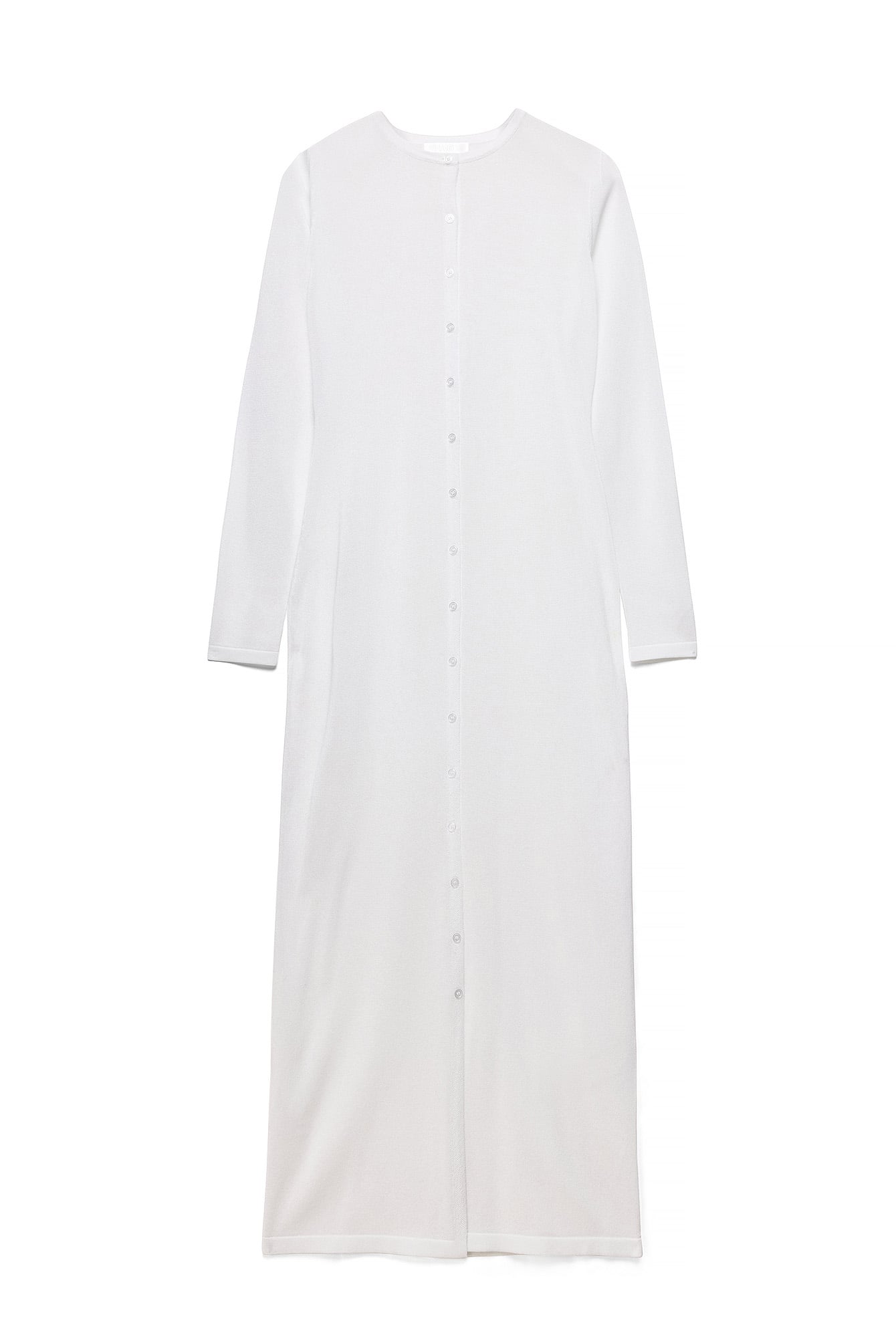White Knitted Button Detail Maxi Cardigan