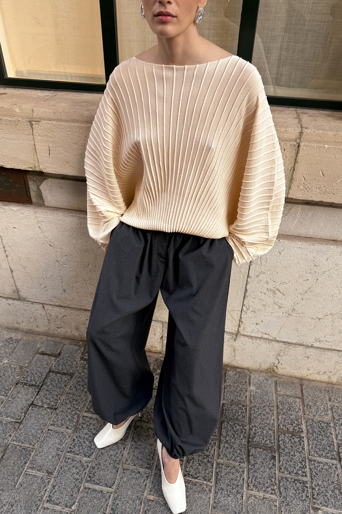 Stickad cape - Stickade toppar - Beige - M - NA-KD / NAKD