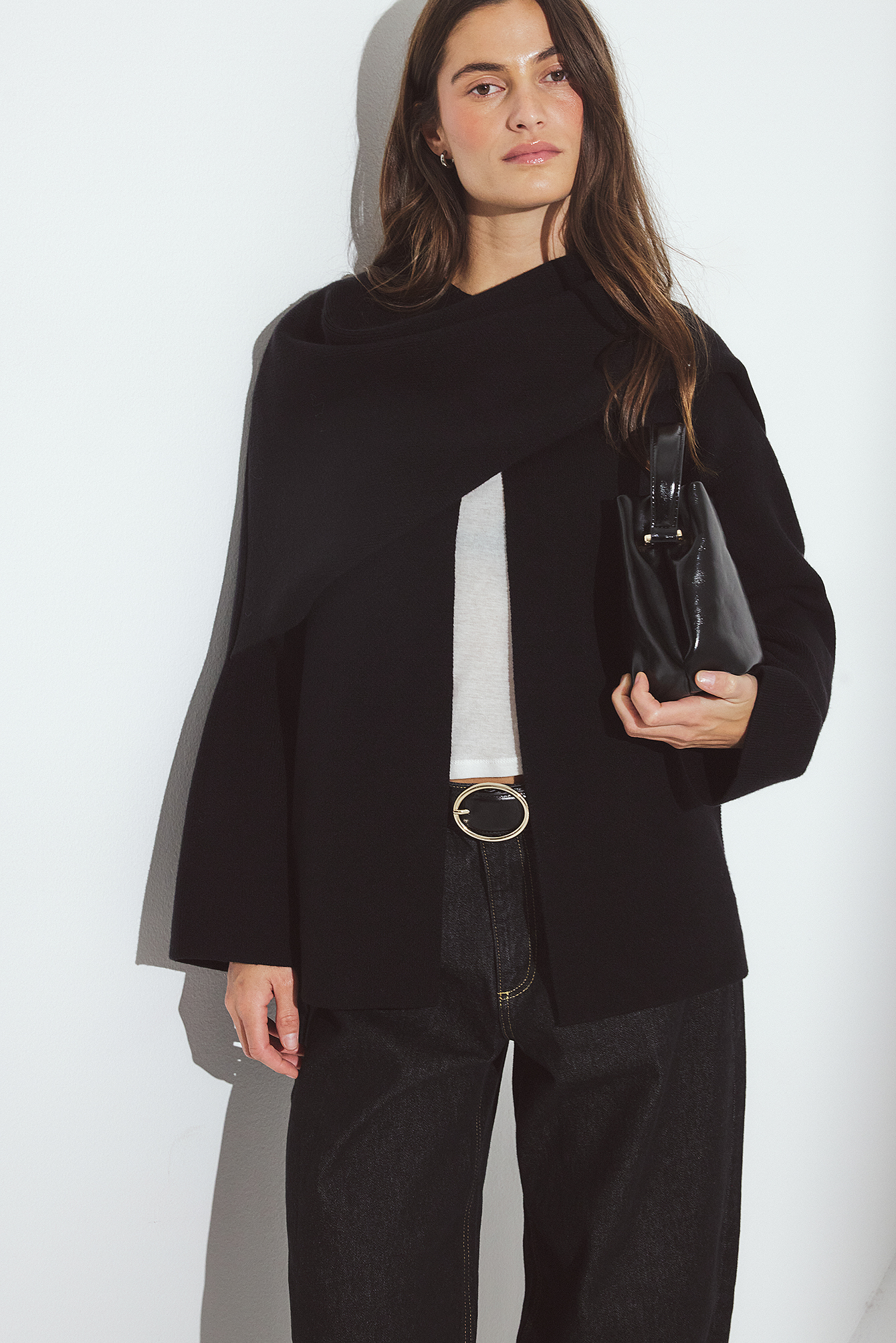 Knitted Cape Cardigan Black | NA-KD