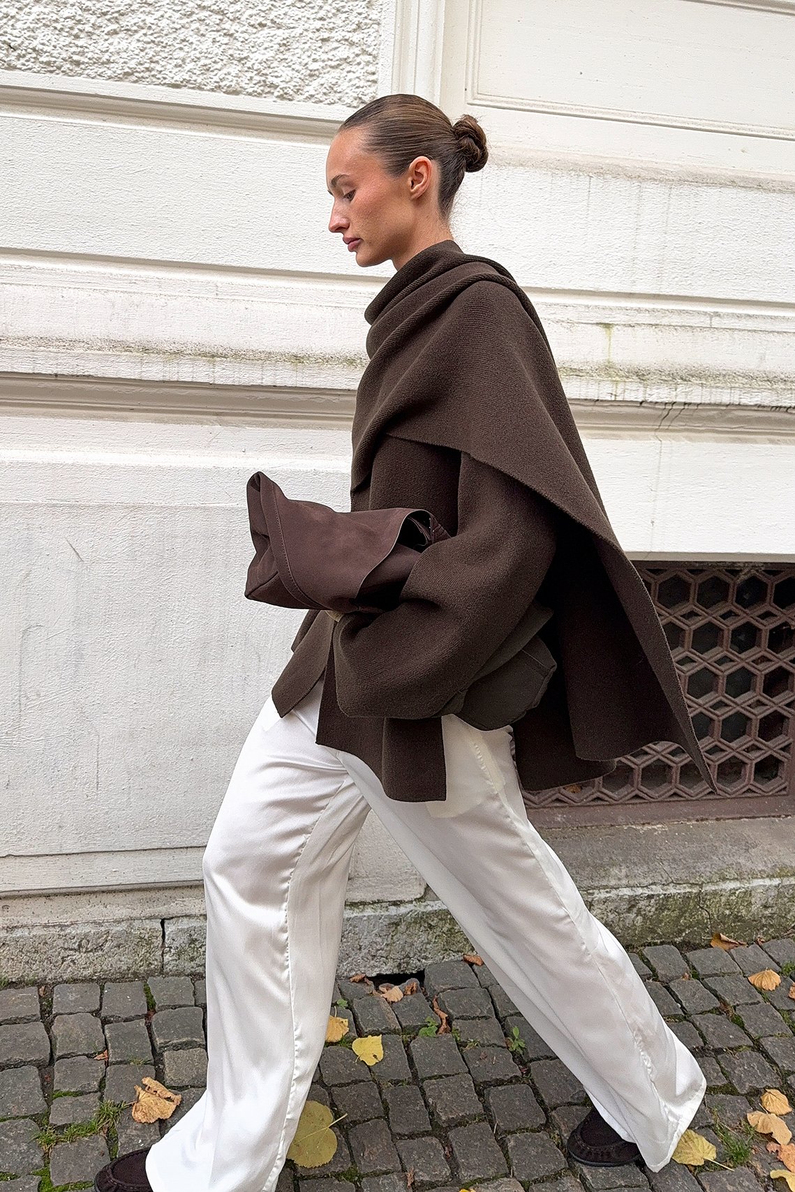 NA-KD Knitted Cape Cardigan - Cardigans - Brown - XL (EU 46) - NA-KD / NAKD