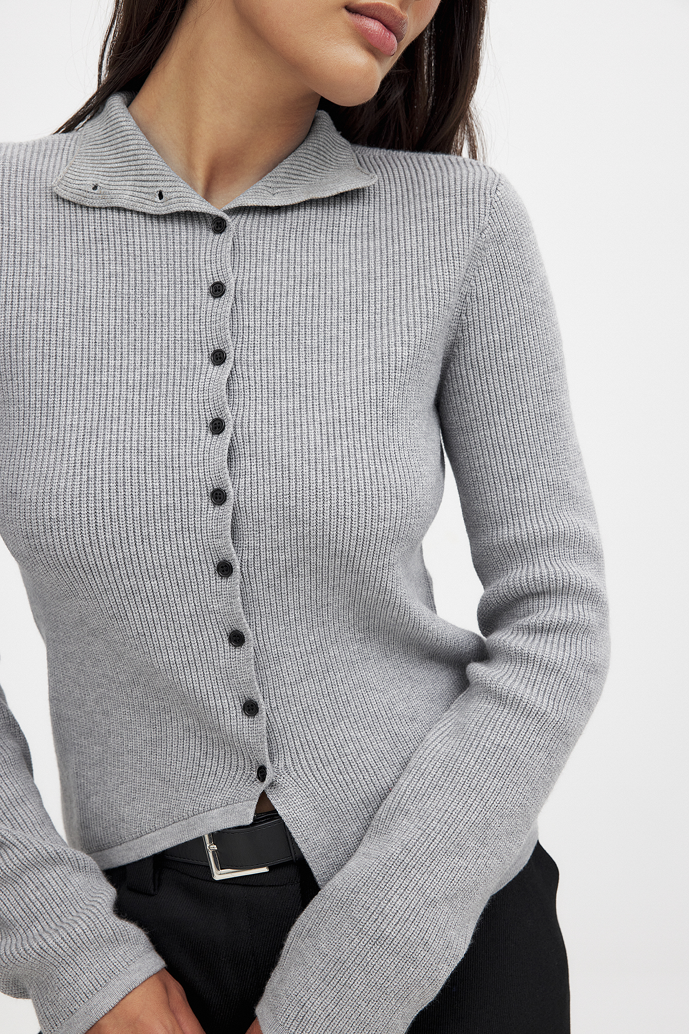 NA-KD Stickad cardigan - Koftor & Cardigans - Grå - XL (EU 46) - NA-KD / NAKD