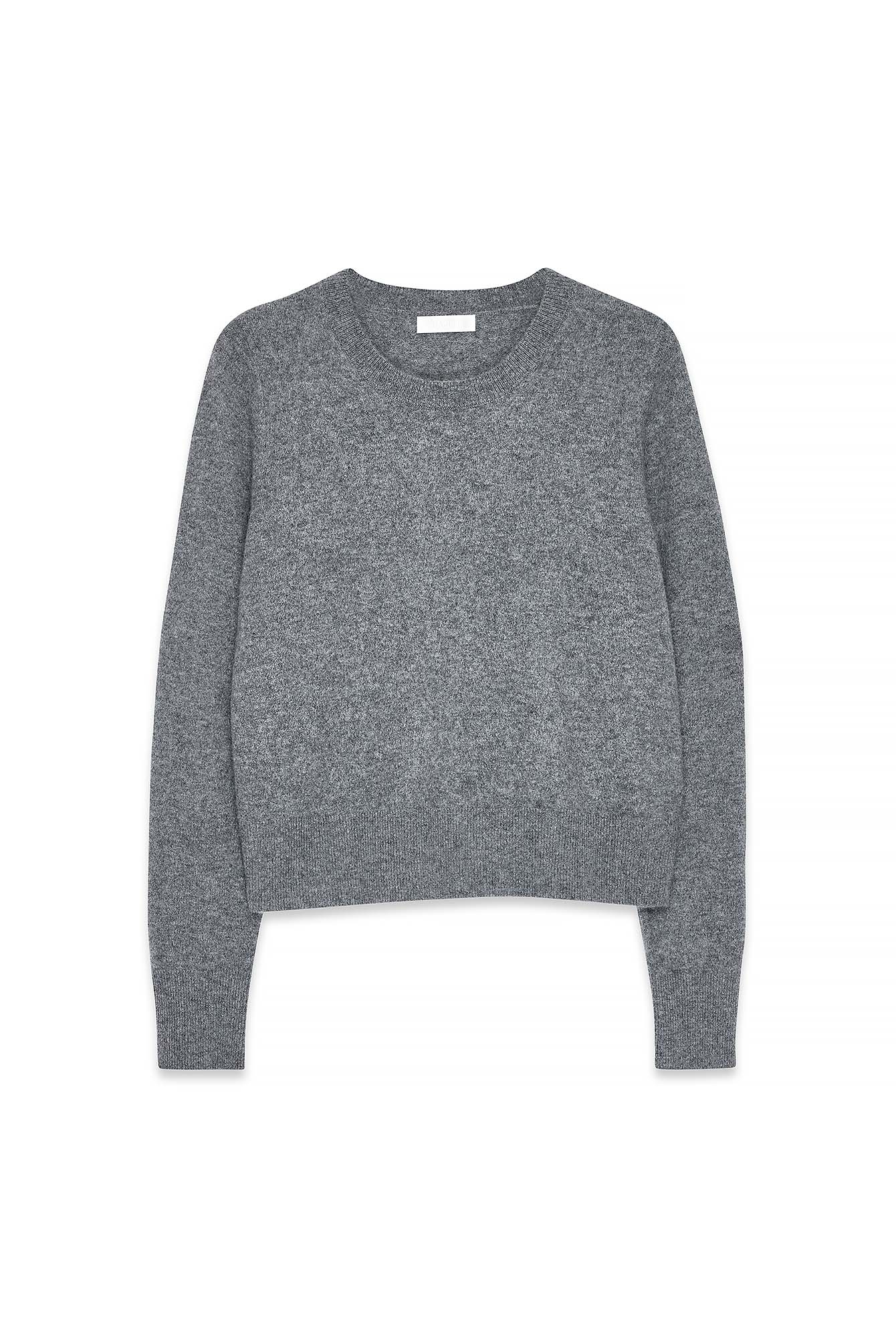 Grey Knitted Cashmere Round Neck Sweater