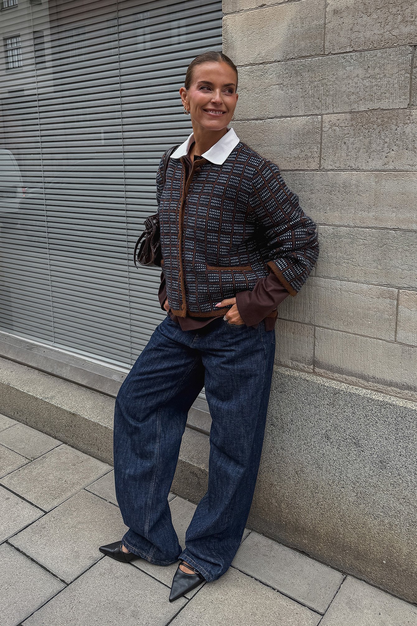 Janka Polliani x NA-KD Knitted Check Cardigan - Cardigans - Checkered - XS (EU 32) - NA-KD / NAKD