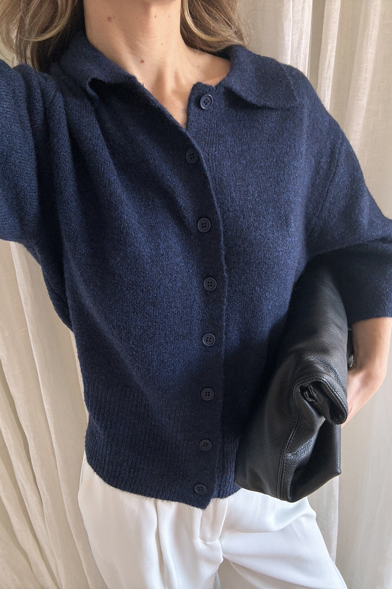 Cárdigan de punto con cuello - Cárdigans - Navy - XS - NA-KD / NAKD