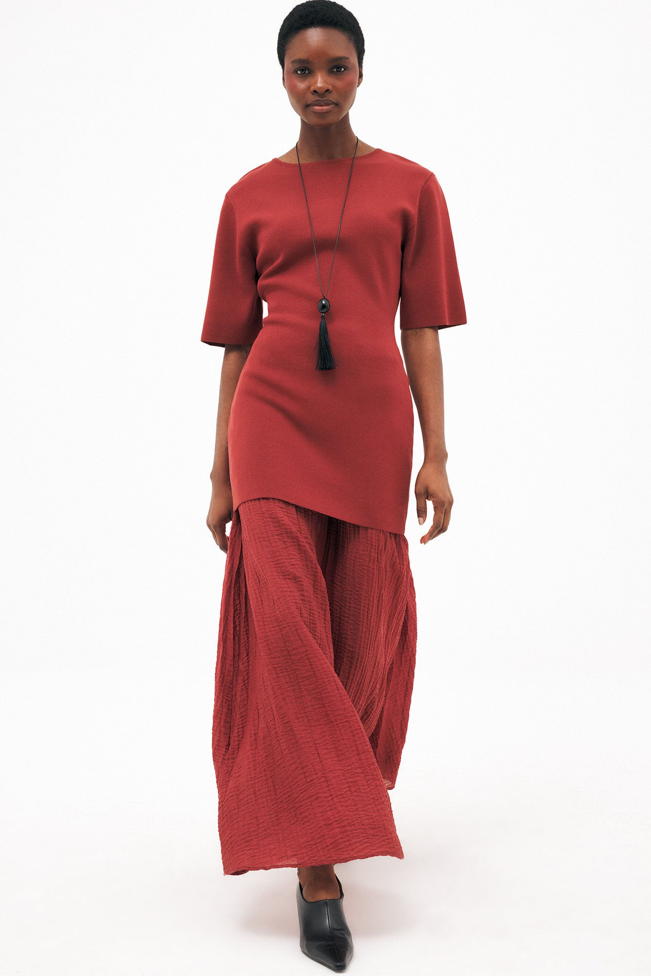 NA-KD Gebreide gecombineerde maxi-jurk - T-shirt Jurken - Rood - XS - NA-KD / NAKD