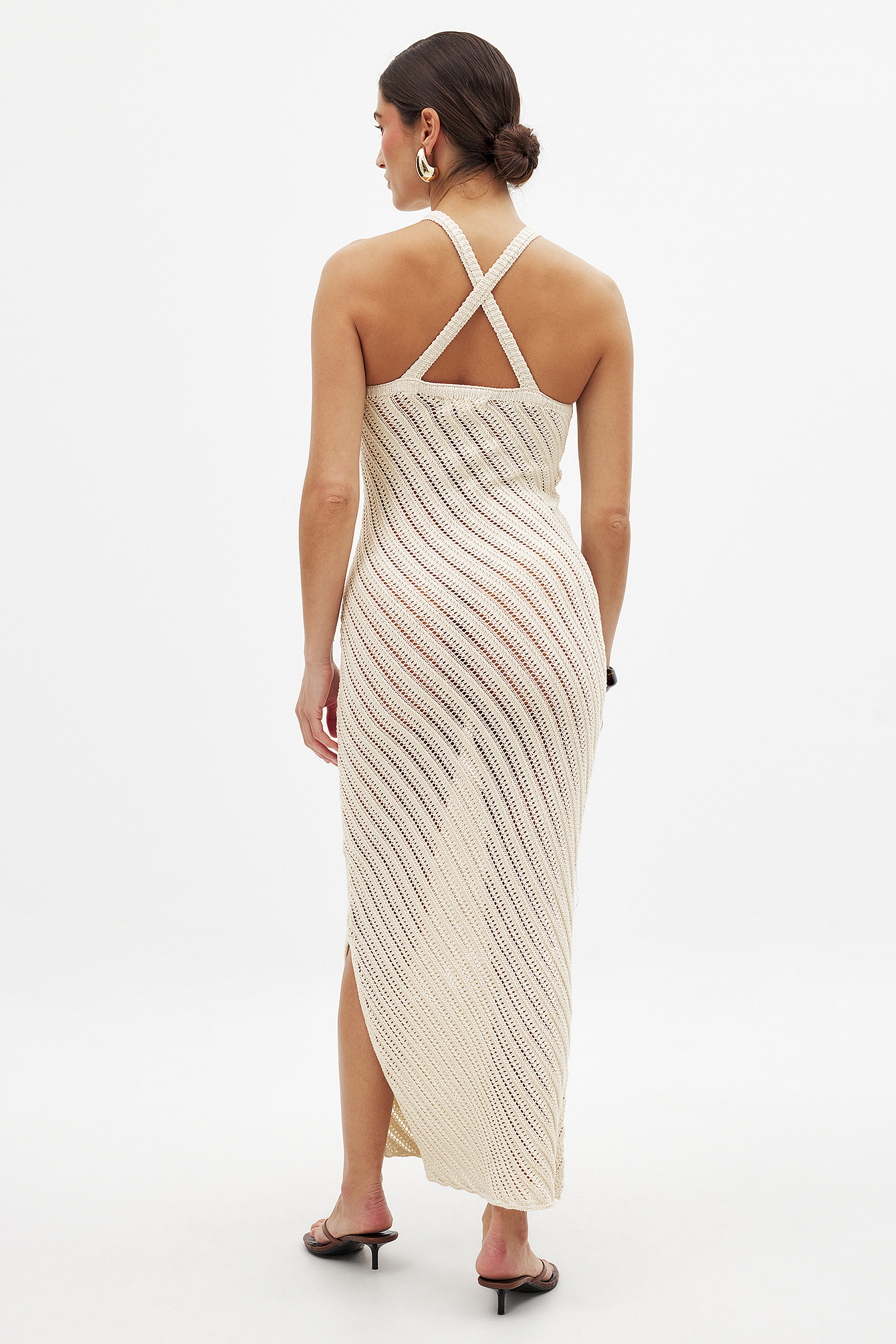 white christmas dresses Solstice Off Shoulder Crochet Knit Maxi Dress main image 0