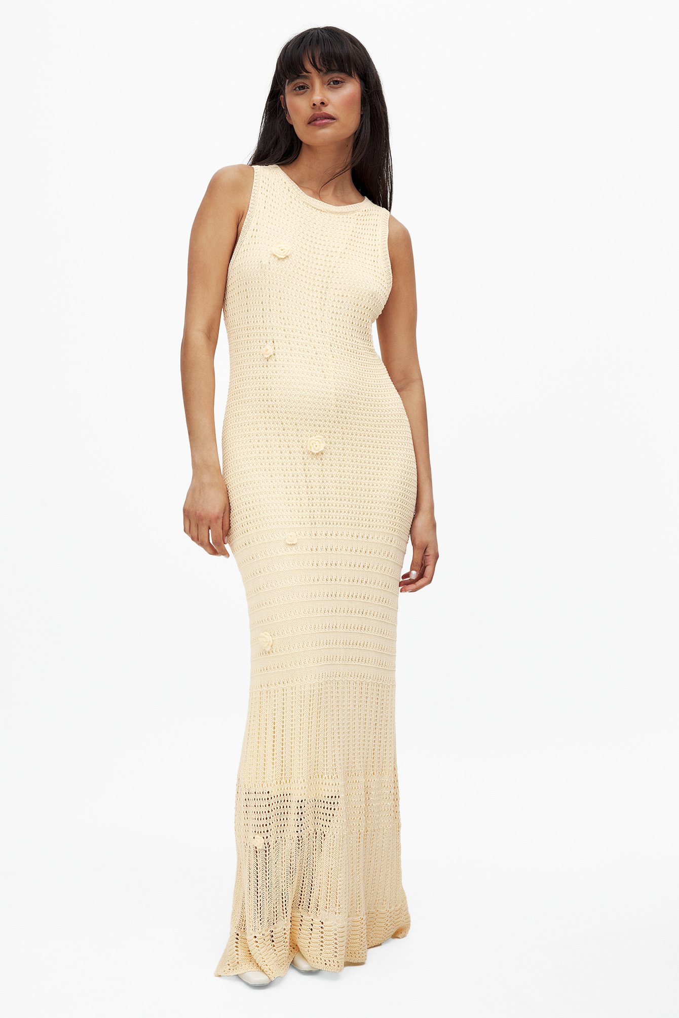 Knitted Crochet Maxi Dress Beige | NA-KD Knitted Crochet Maxi Dress Beige | NA-KD