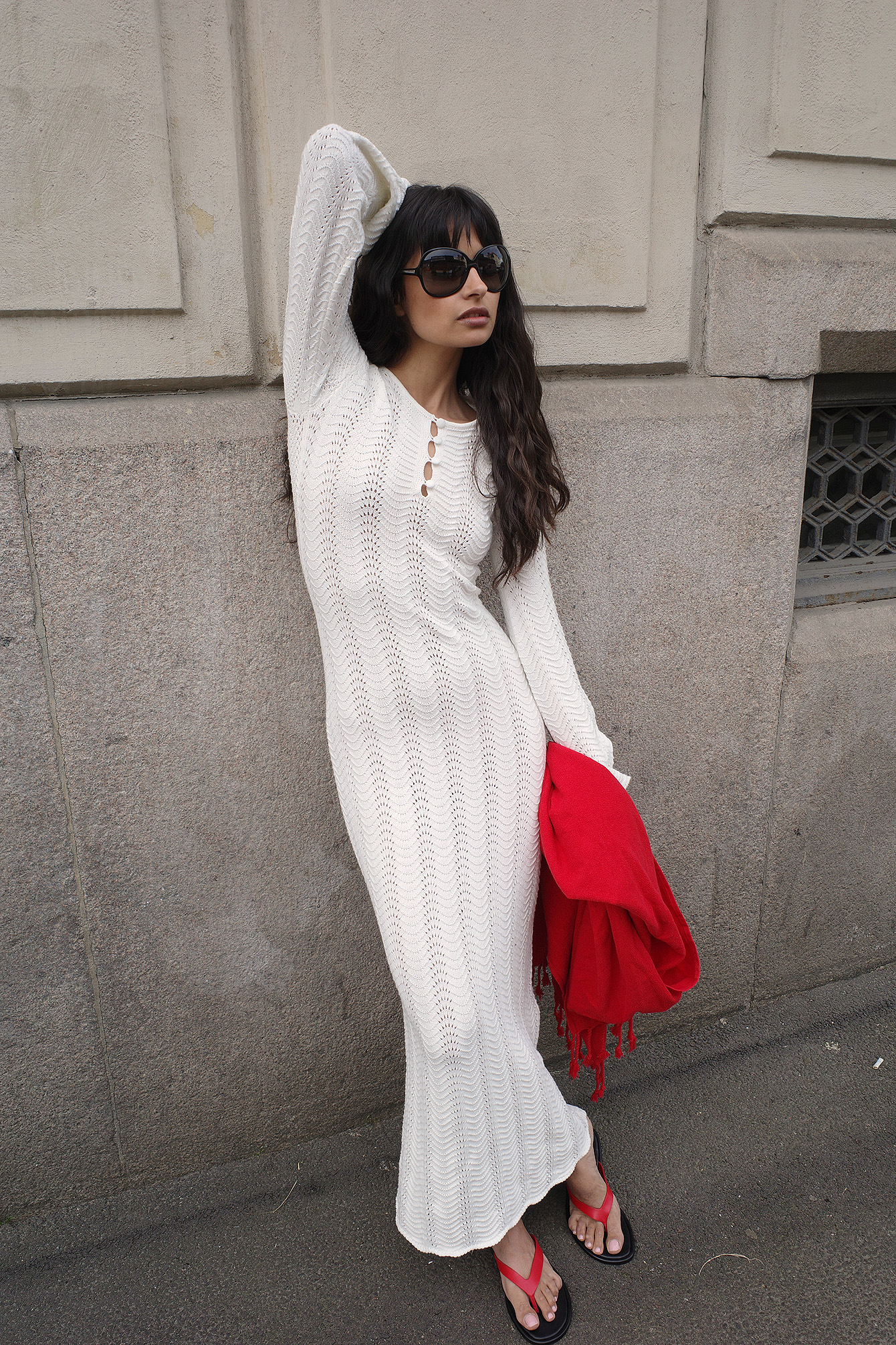 Deep Back Knitted Maxi Dress Offwhite | NA-KD
