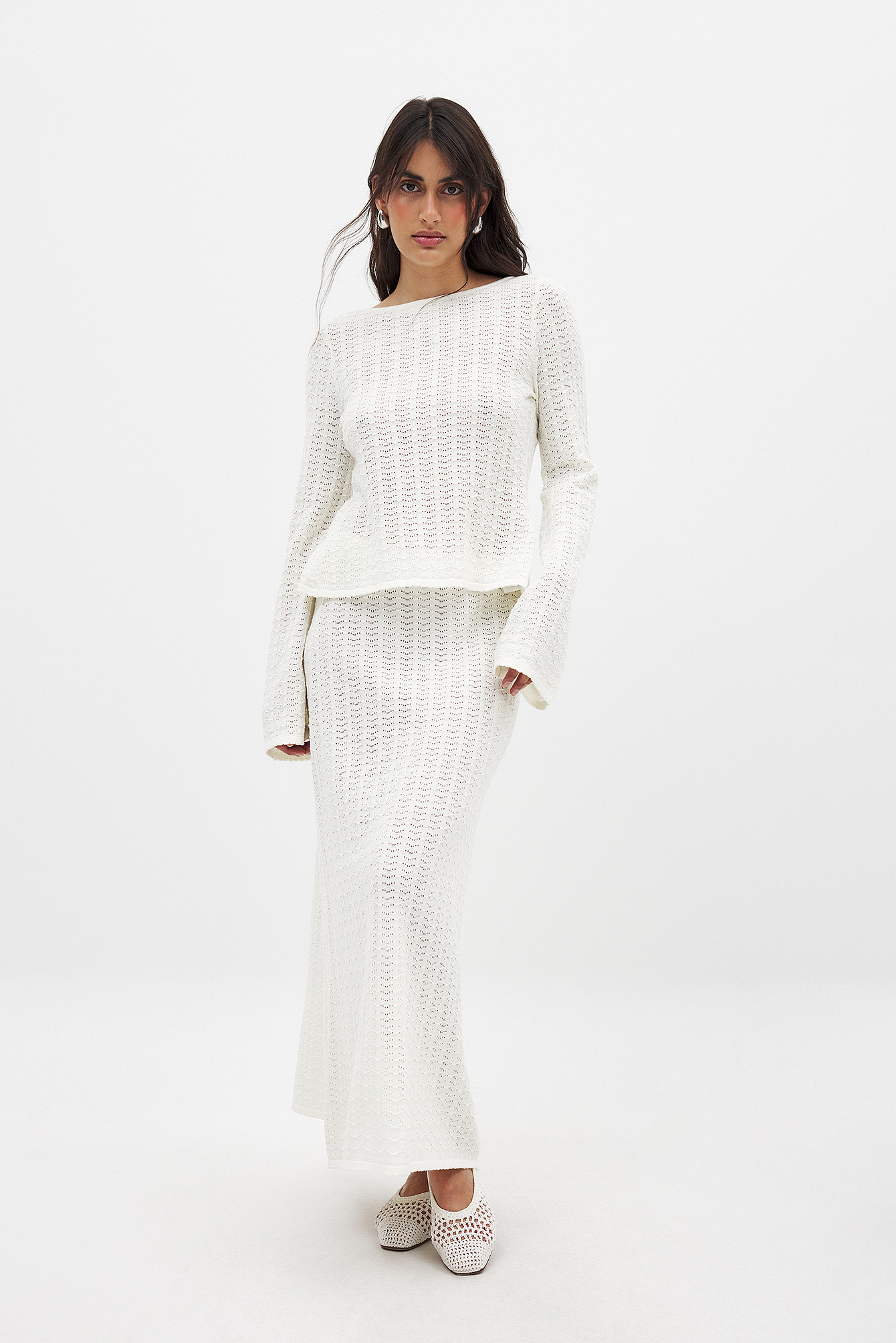 Crochet knitted midi skirt