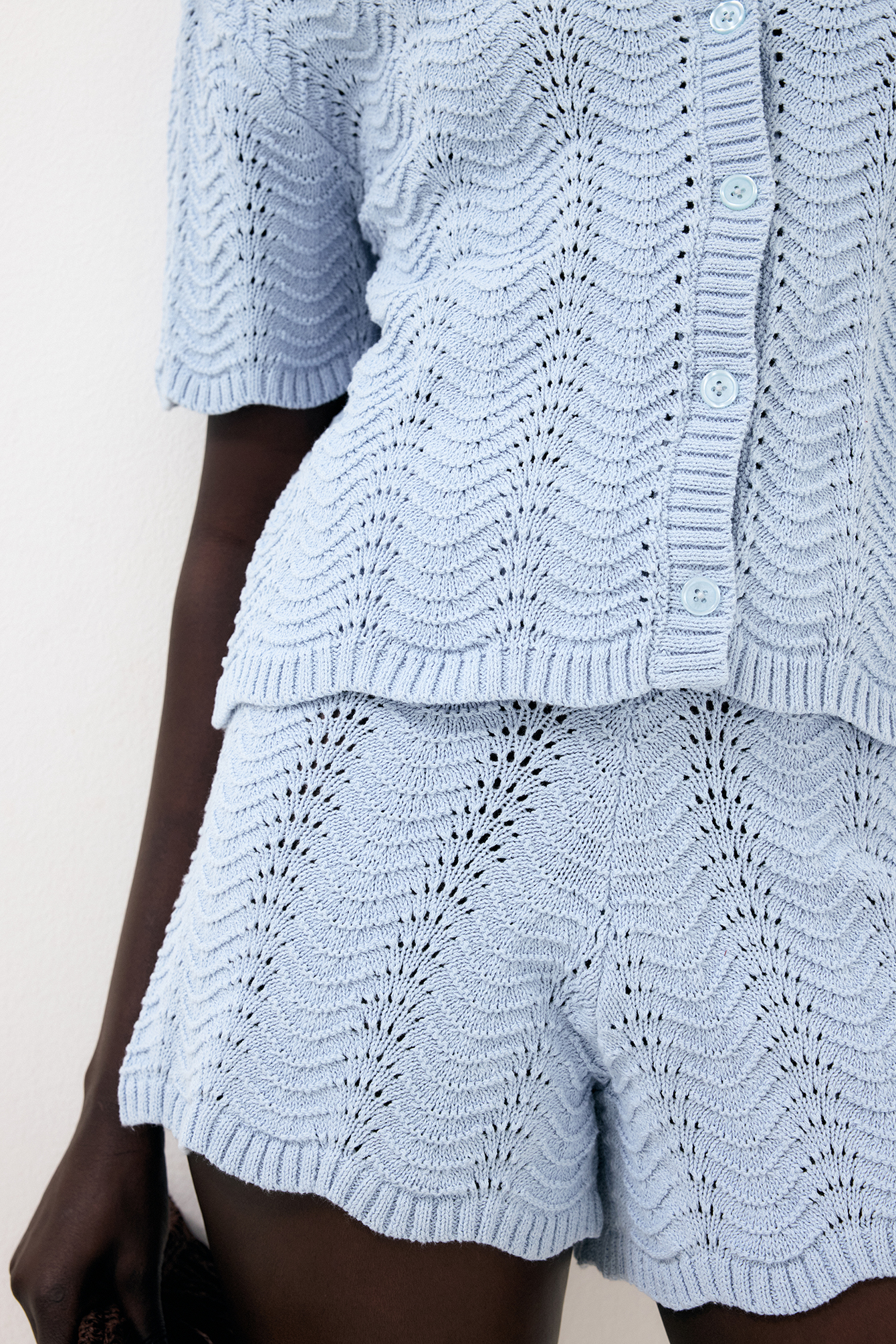 Knitted Crochet Shorts Blue | NA-KD