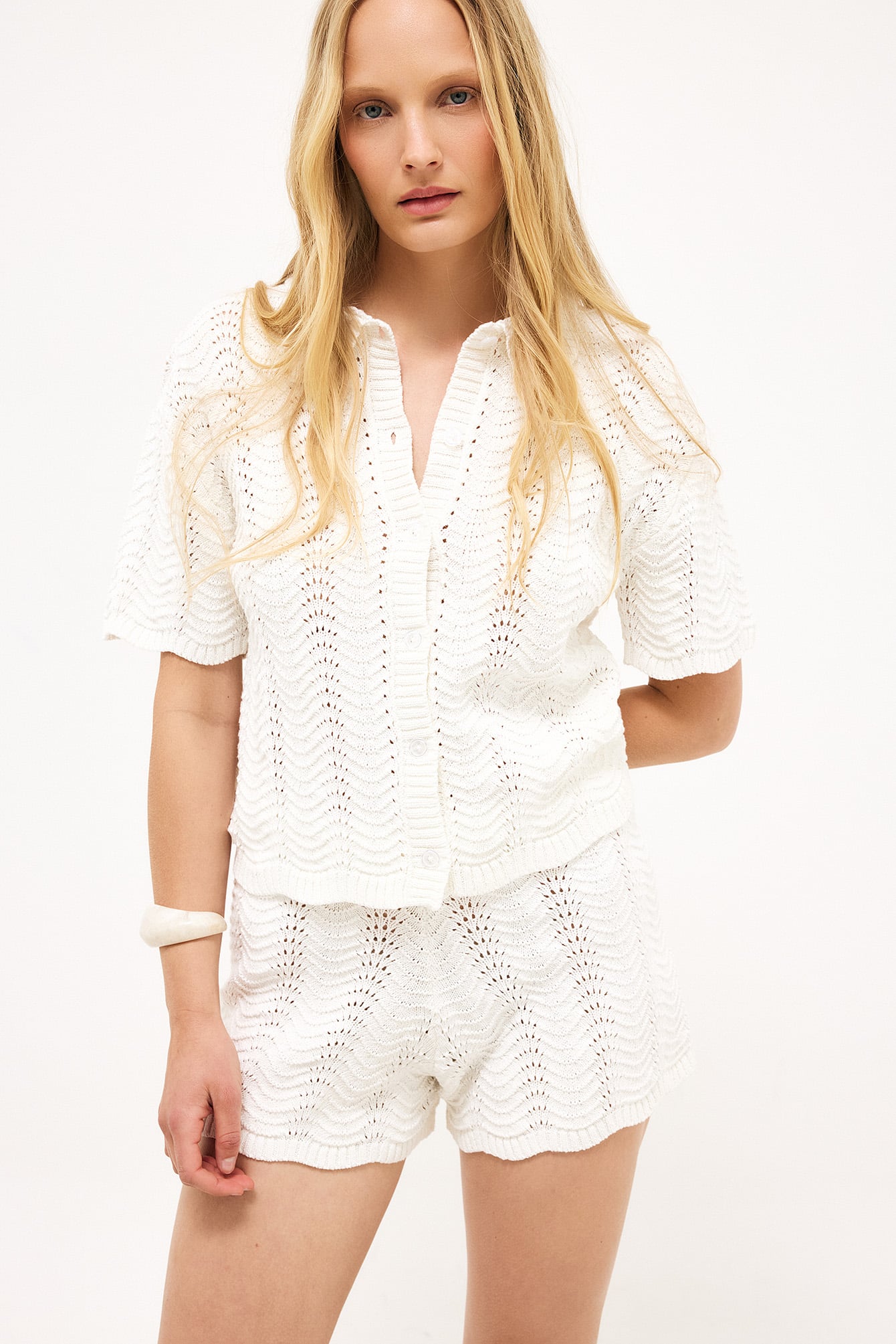 Knitted Crochet Shorts Offwhite | NA-KD