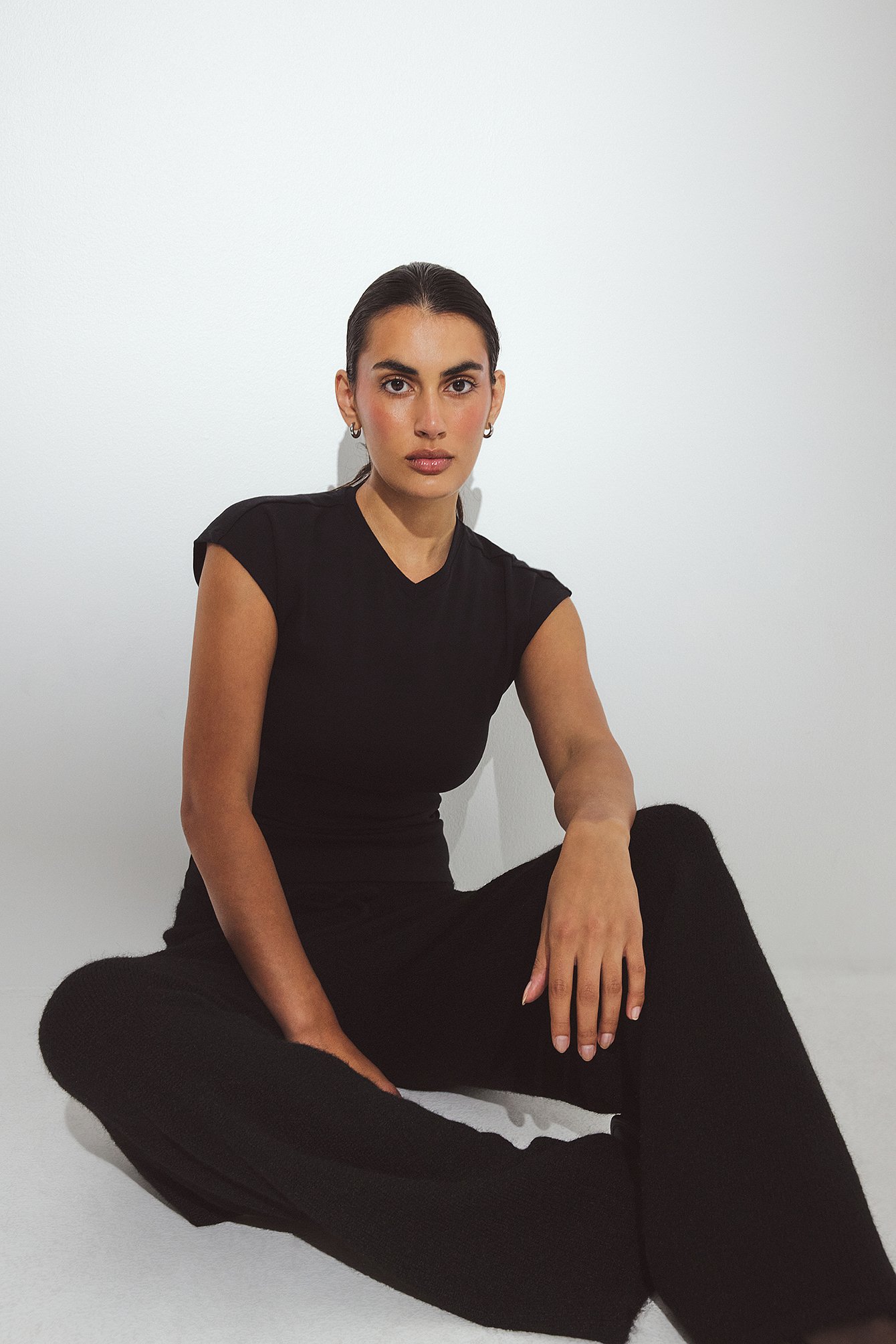 NA-KD Knitted Drawstring Trousers - Knitted Pants - Black - XL (EU 46) - NA-KD / NAKD