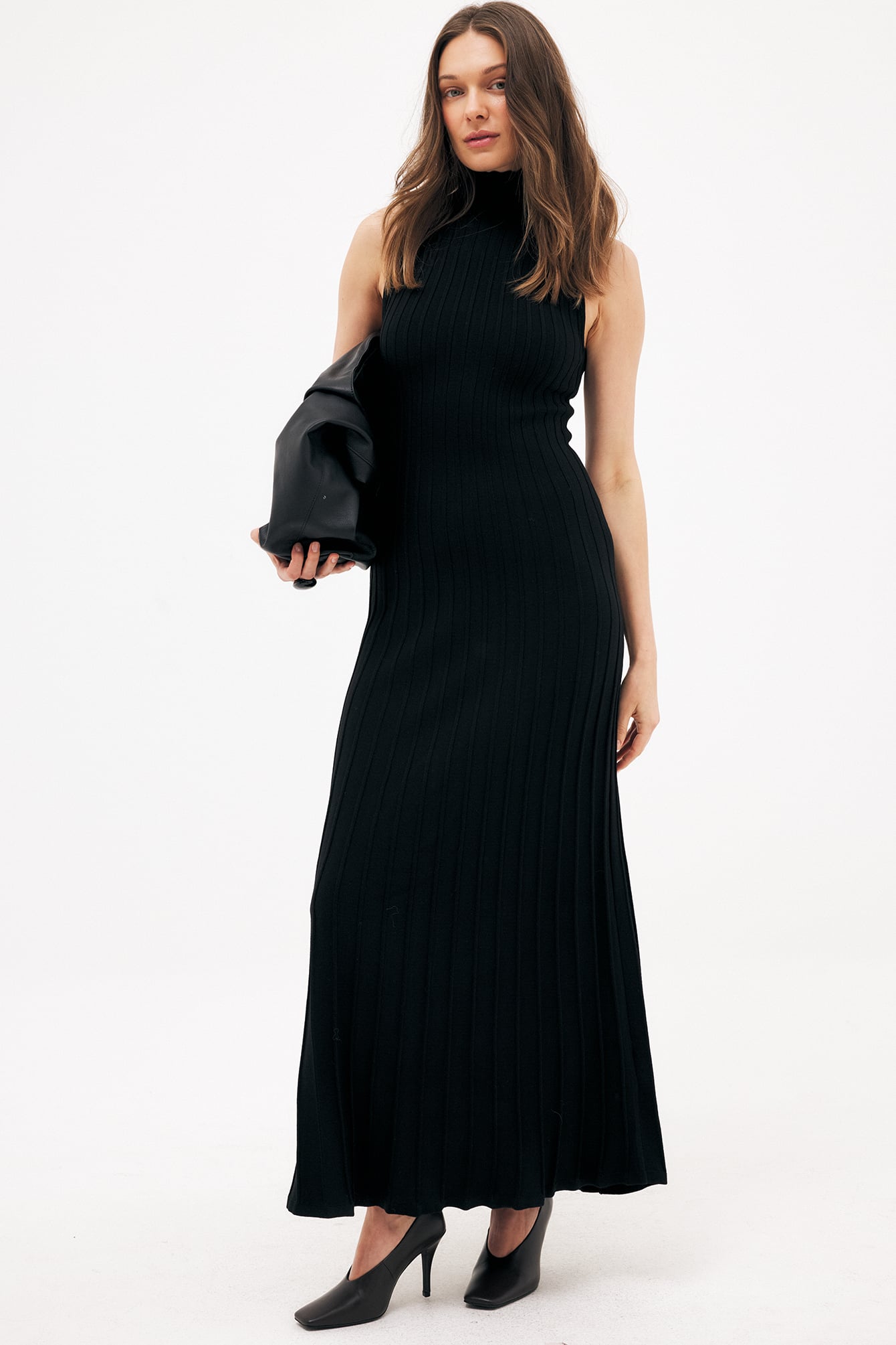 Robe longue plissée en maille - Robes Nuisette - Noir - XS - NA-KD / NAKD