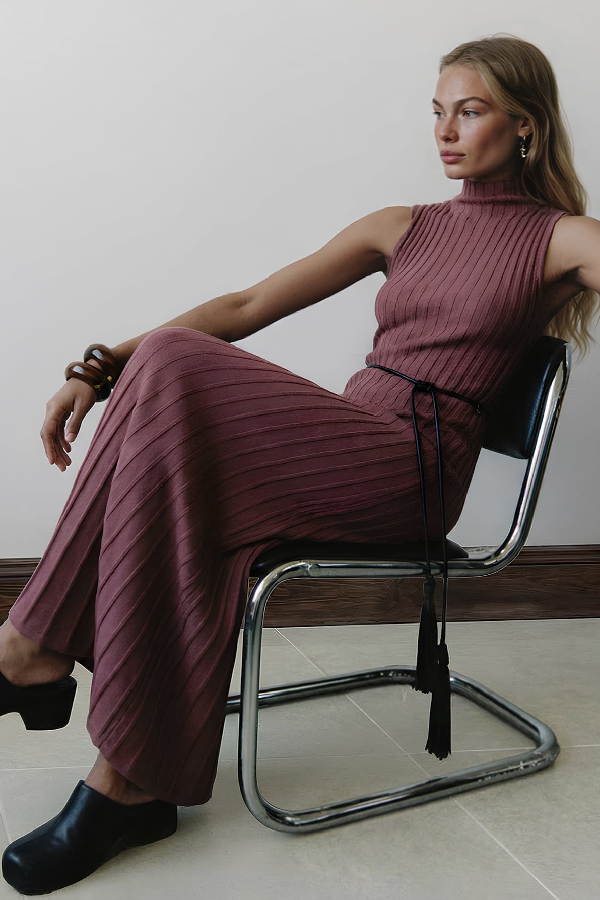 Robe longue plissée en maille - Robes Nuisette - Rose - M - NA-KD / NAKD
