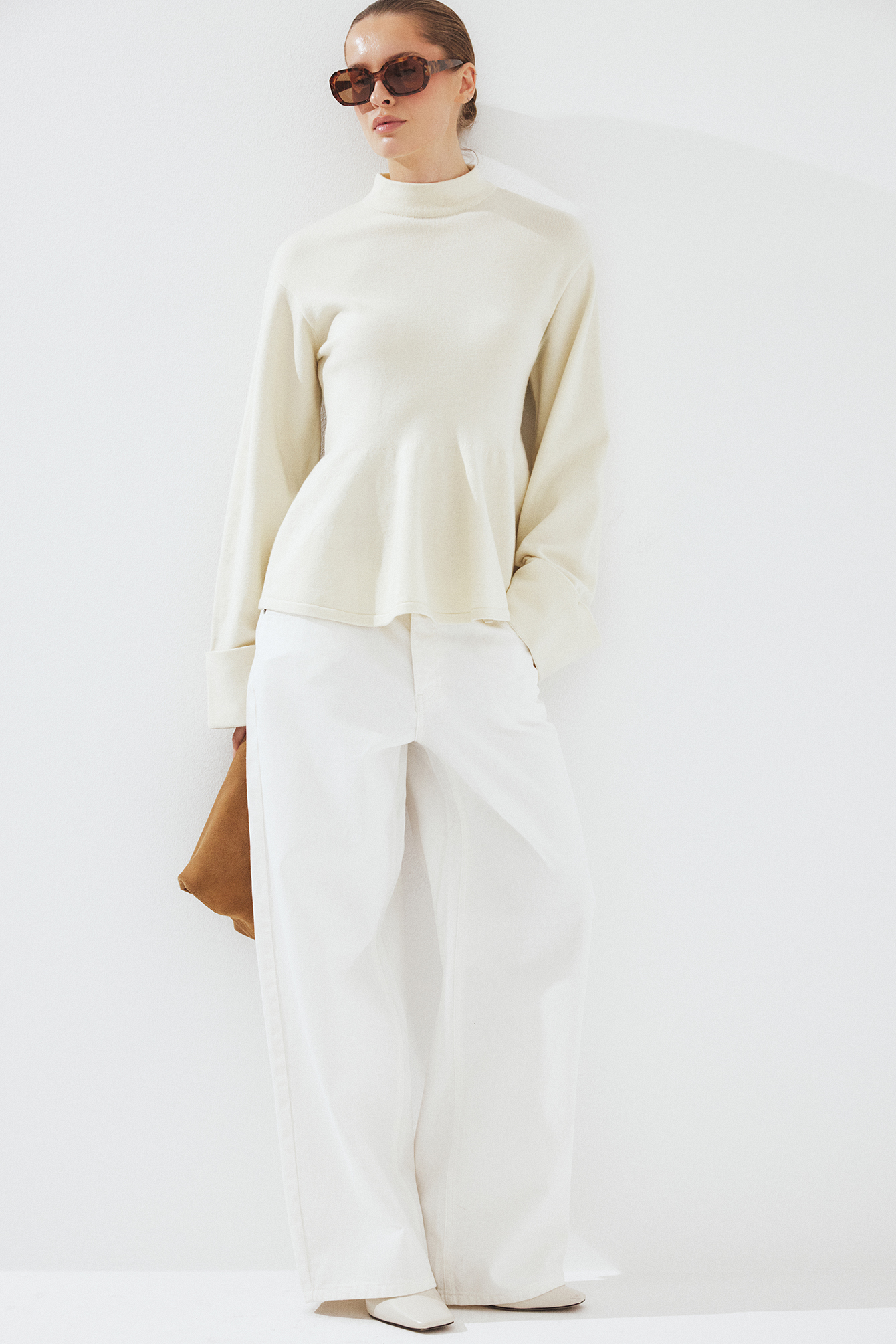 Jersey de punto con mangas dobladas - Jerséis de punto fino - Offwhite - XS - NA-KD / NAKD