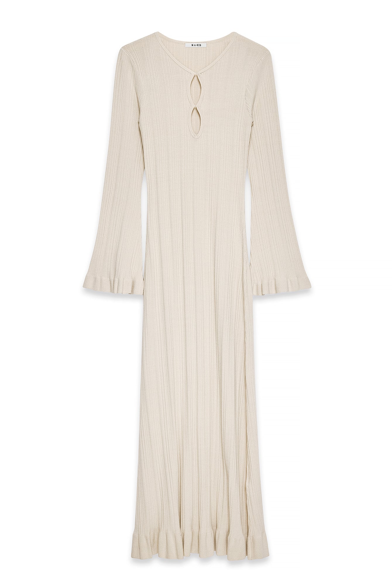 Deep Back Knitted Maxi Dress Blue | NA-KD