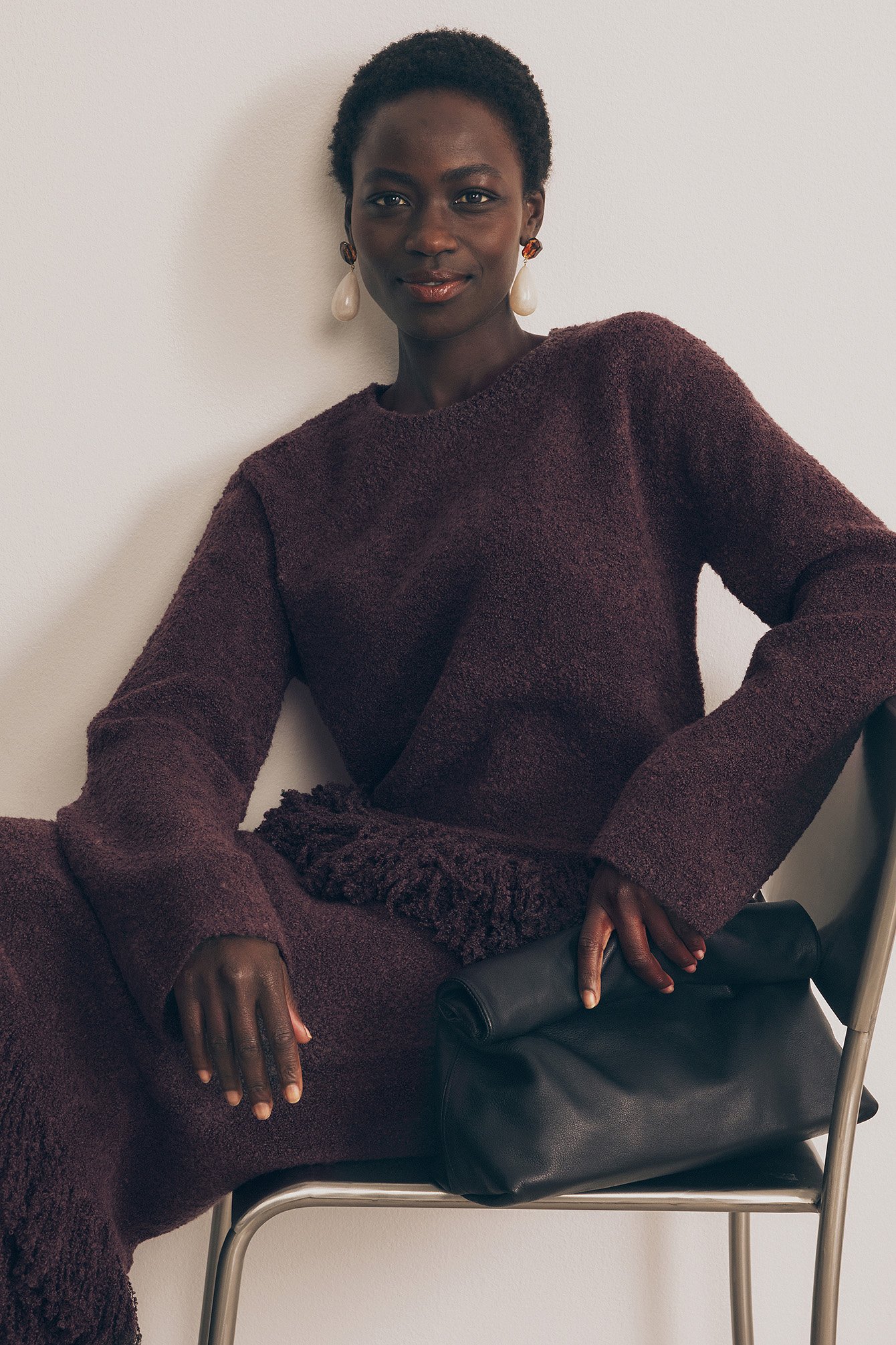 Knitted Fringe Sweater Brown | NA-KD