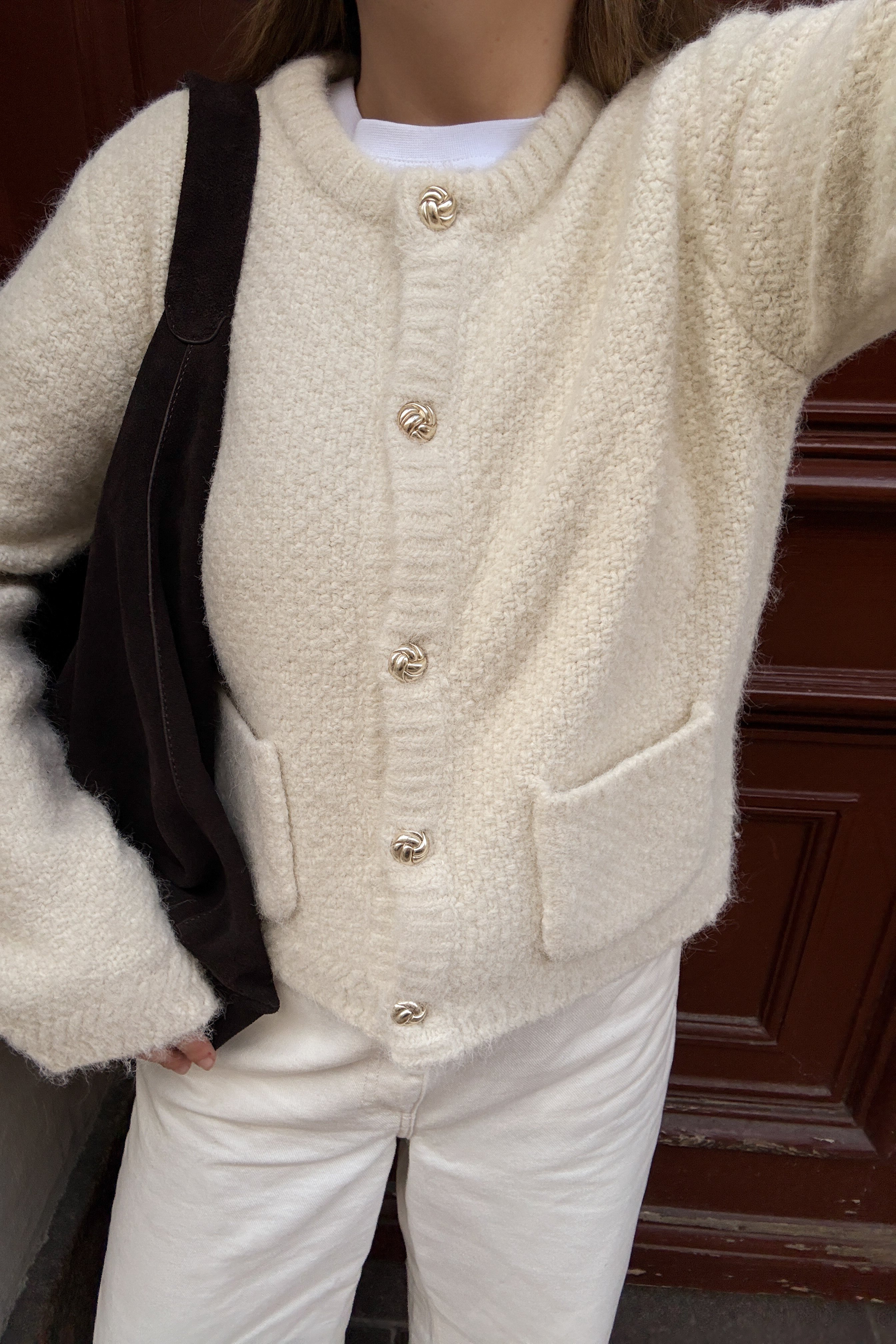 NA-KD Cardigan boutonné en tricot à boutons dorés - Gilets - OffBlanc - XL (EU 46) - NA-KD / NAKD