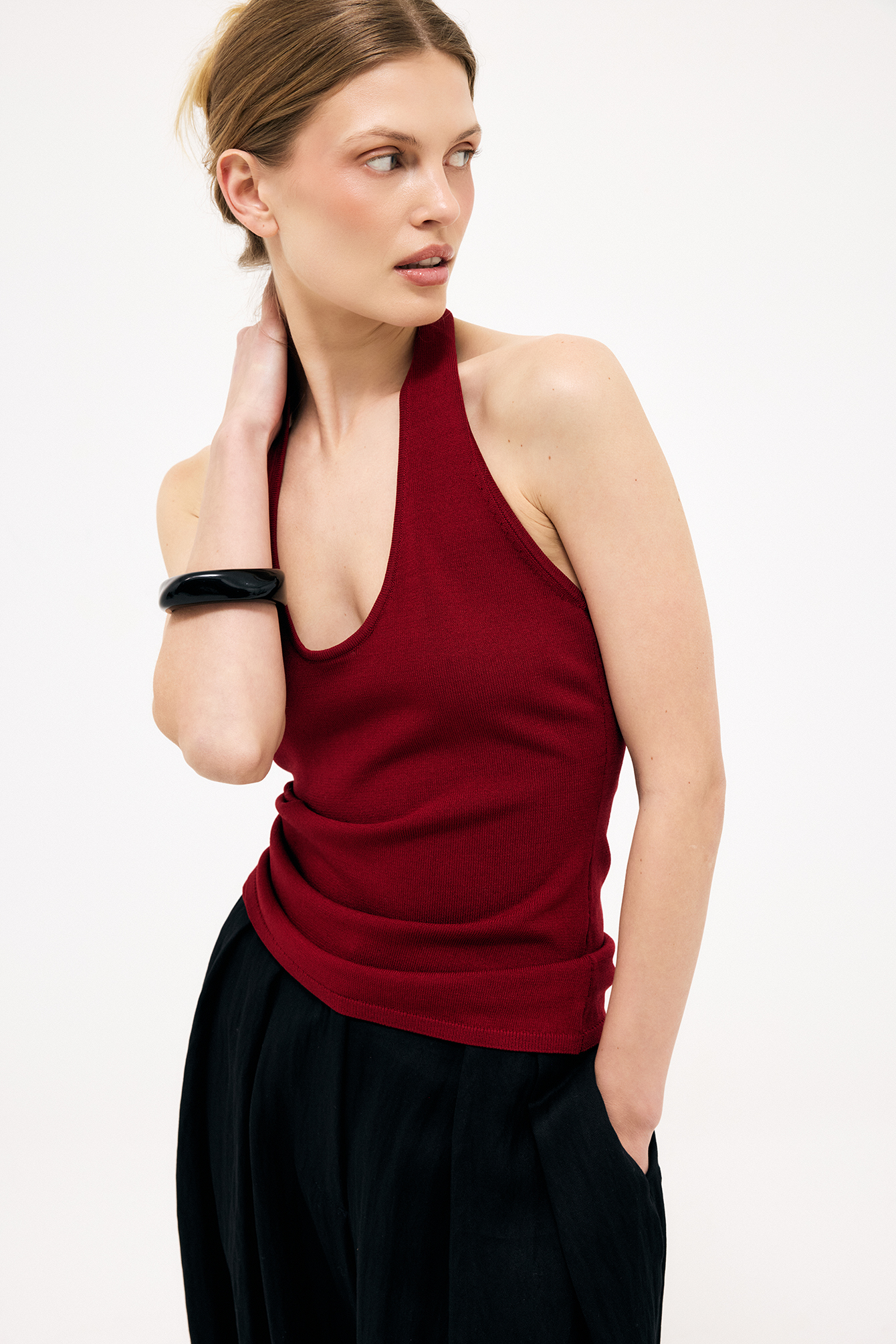 Gebreide top met halternek - Open Rug Topjes - Rood - XS - NA-KD / NAKD