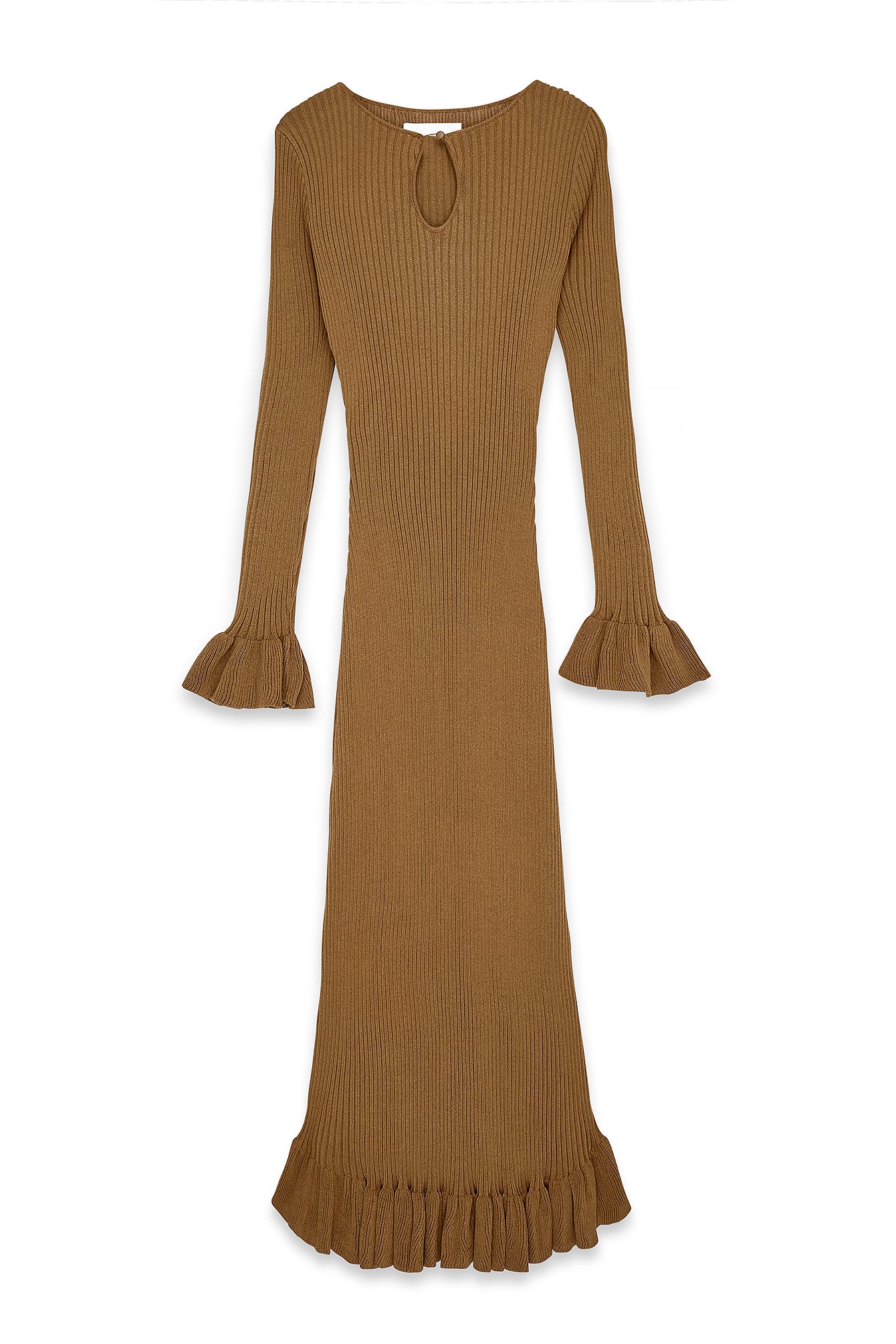 Knitted Frill Detail Mini Dress Beige | NA-KD
