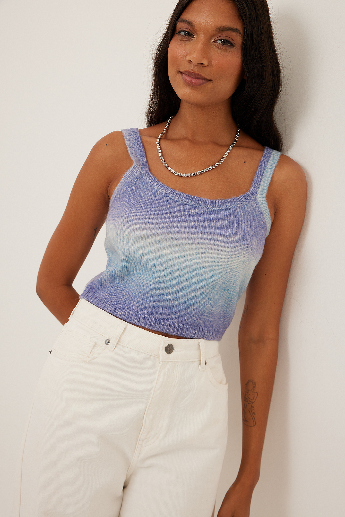 NA-KD Knitted Ombre Cropped Top - Multicolor