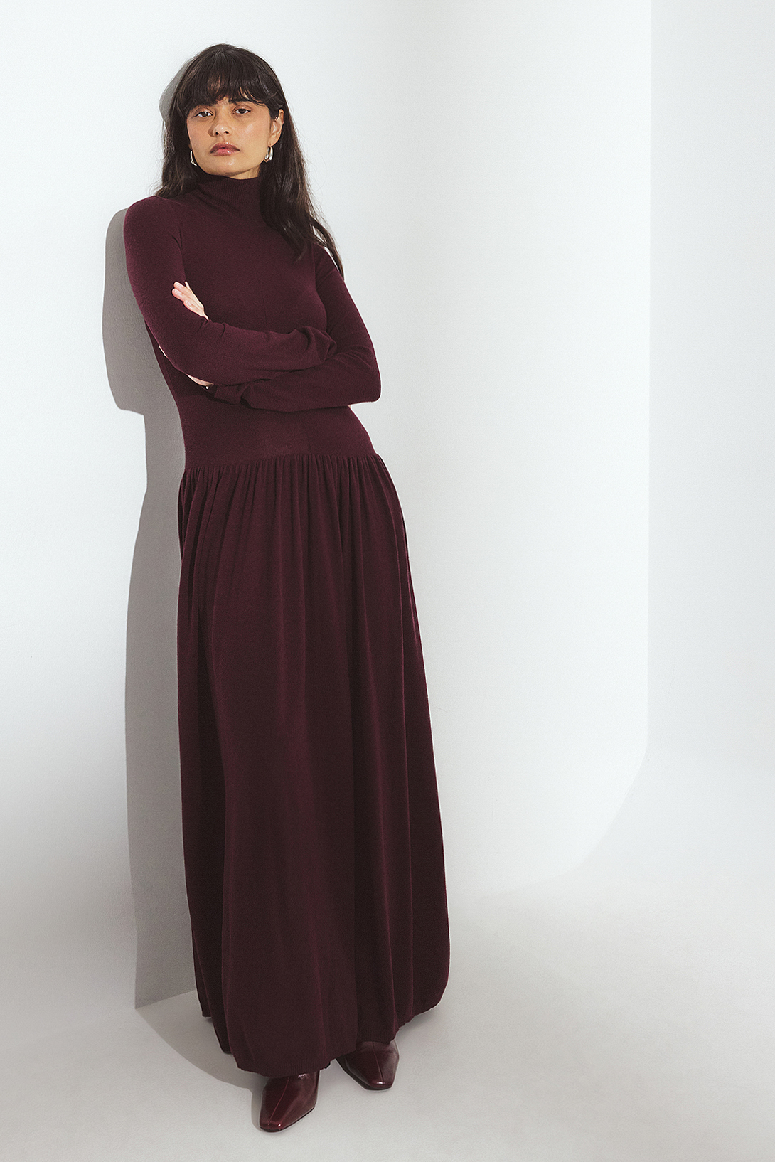 Erica Kvam x NA-KD Robe longue en maille - Robes d'Automne - Burgundy - M (EU 38-40) - NA-KD / NAKD