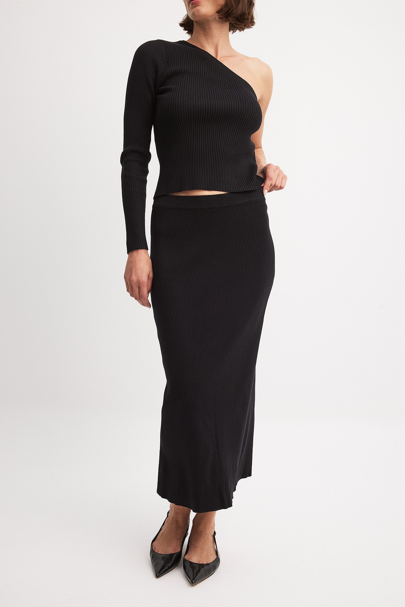 NA-KD Knitted Midi Skirt - Knitted Skirts - Black - XX-Small - NA-KD / NAKD
