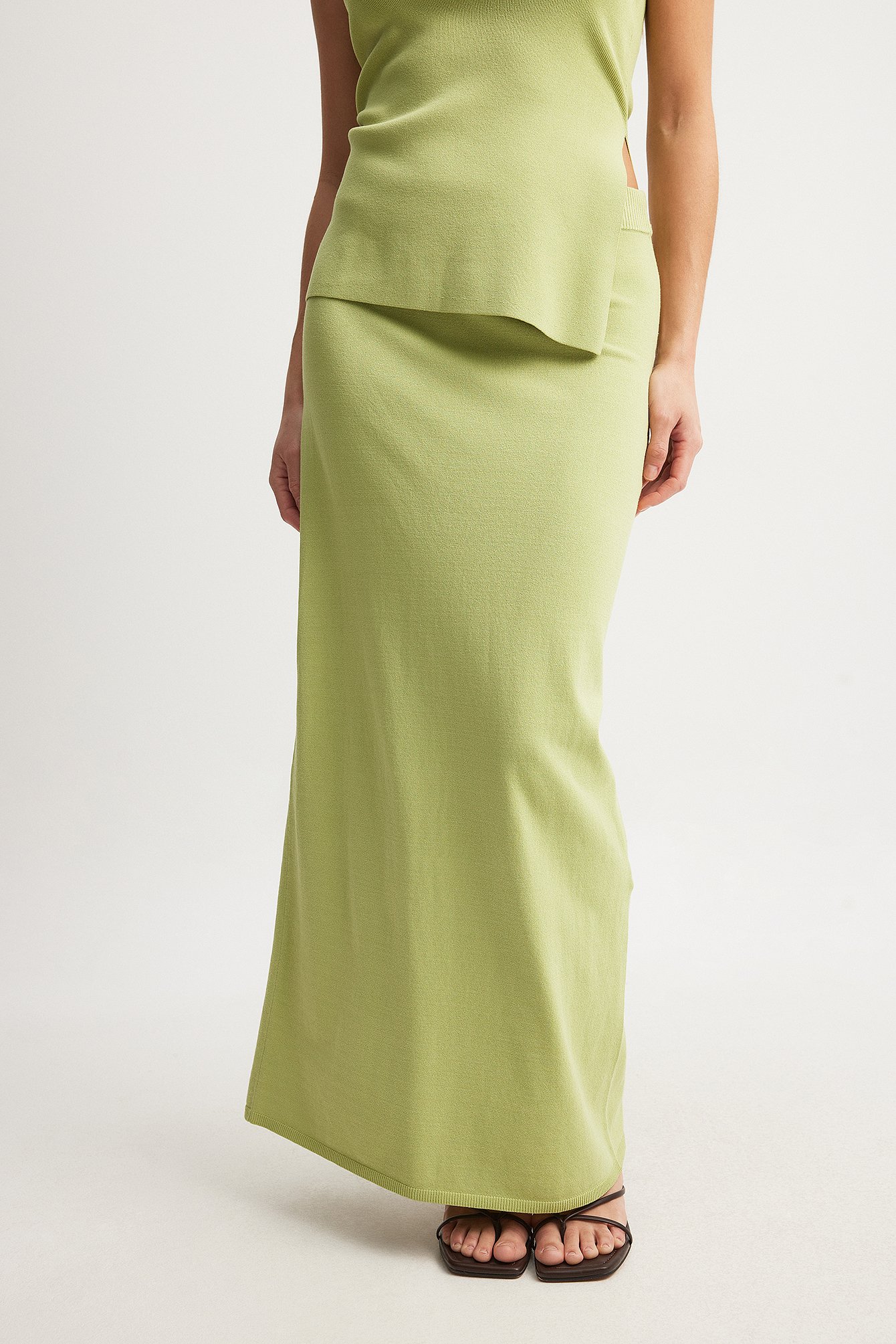 NA-KD Knitted Midi Skirt - Summer Sets - Green - XX-Small - NA-KD / NAKD