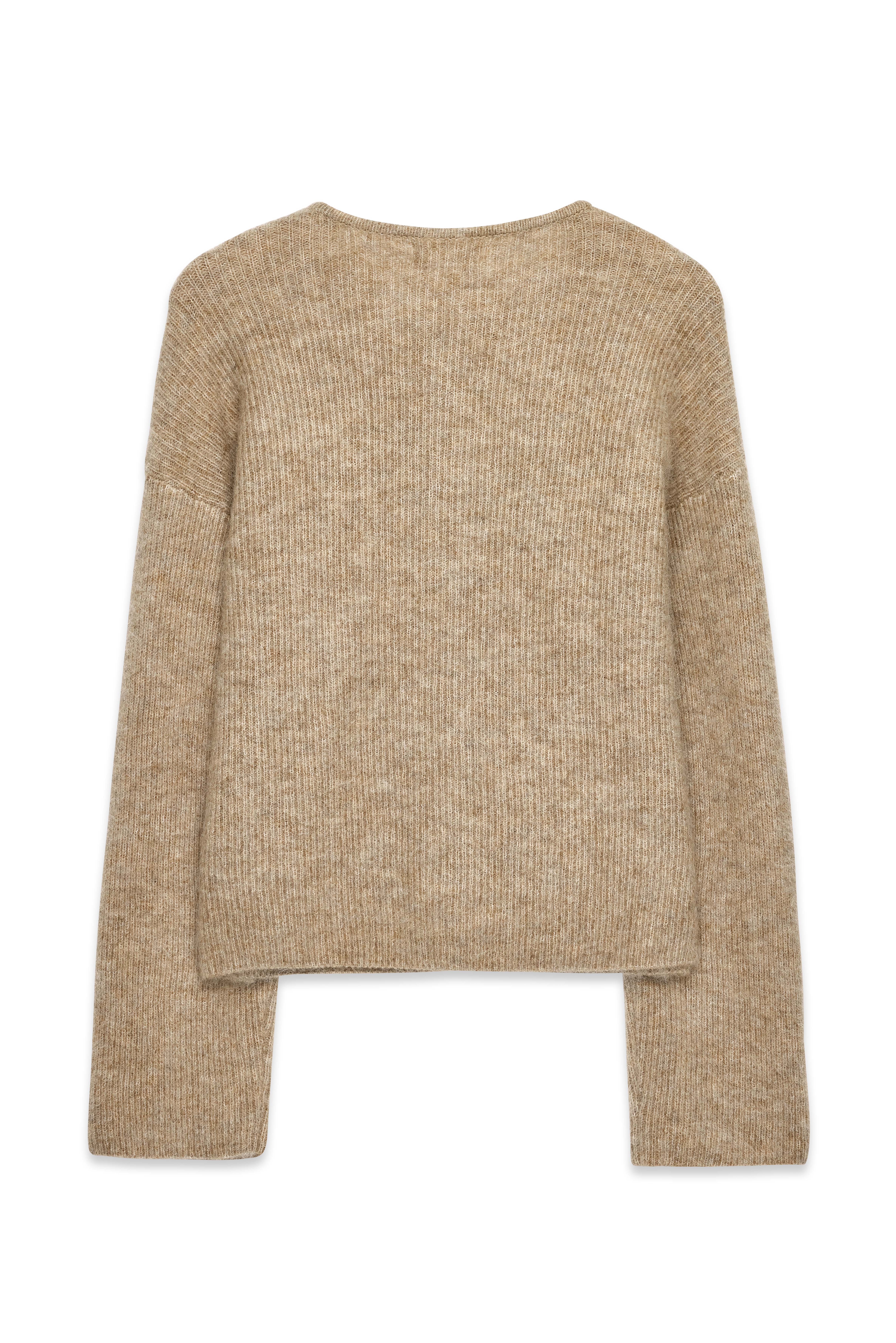 Knitted Mohair Blend Round Neck Sweater Beige | NA-KD